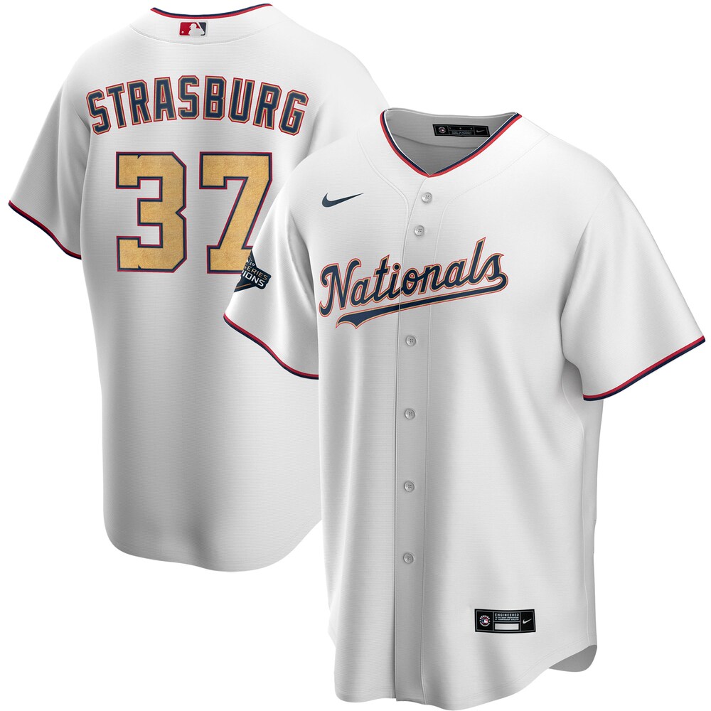Stephen Strasburg Washington Nationals 2020 Gold Program Player Baseball Jersey - White/gold