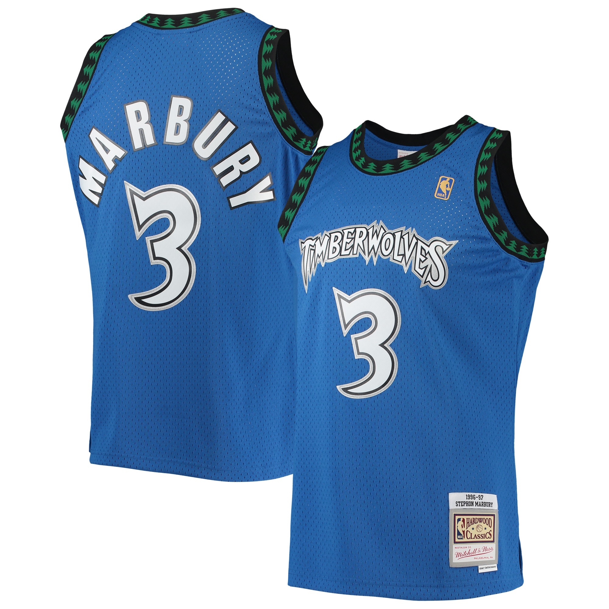 Stephon Marbury Minnesota Timberwolves Mitchell & Ness 1996/97 Hardwood Classics Swingman Basketball Jersey - Blue