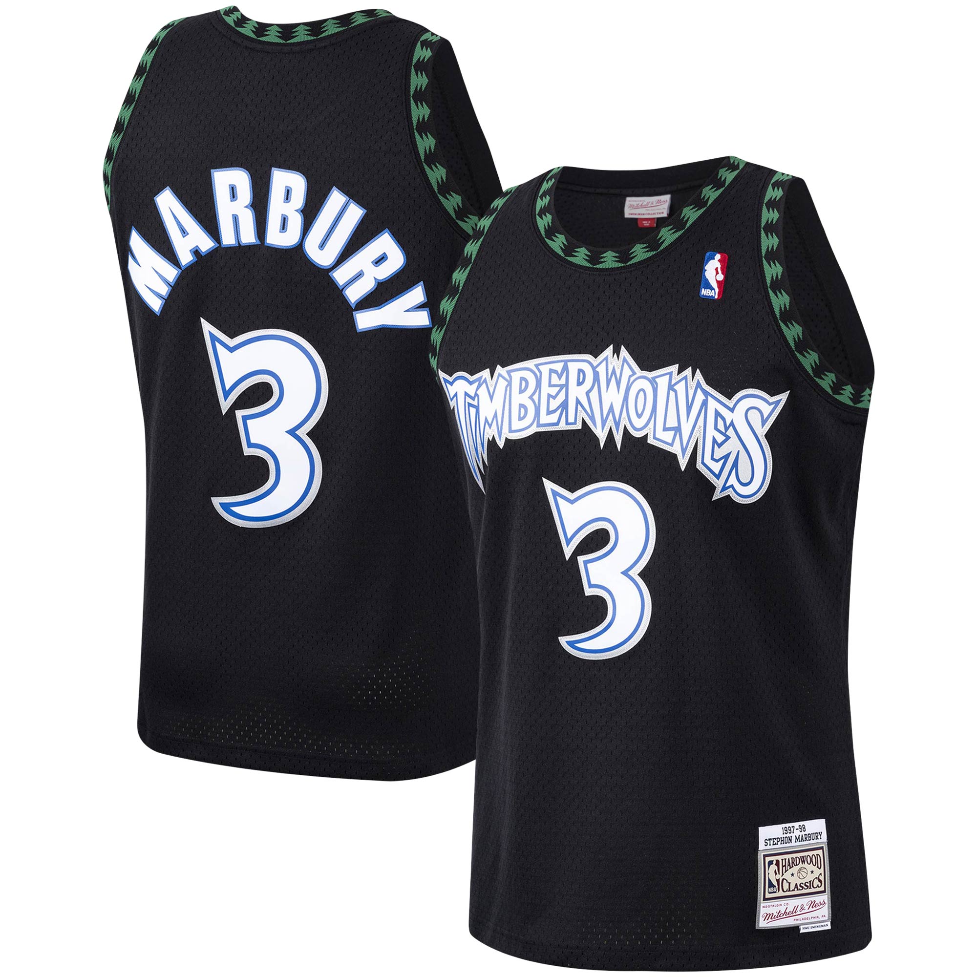 Stephon Marbury Minnesota Timberwolves Mitchell & Ness 1997/98 Hardwood Classics Swingman Basketball Jersey - Black