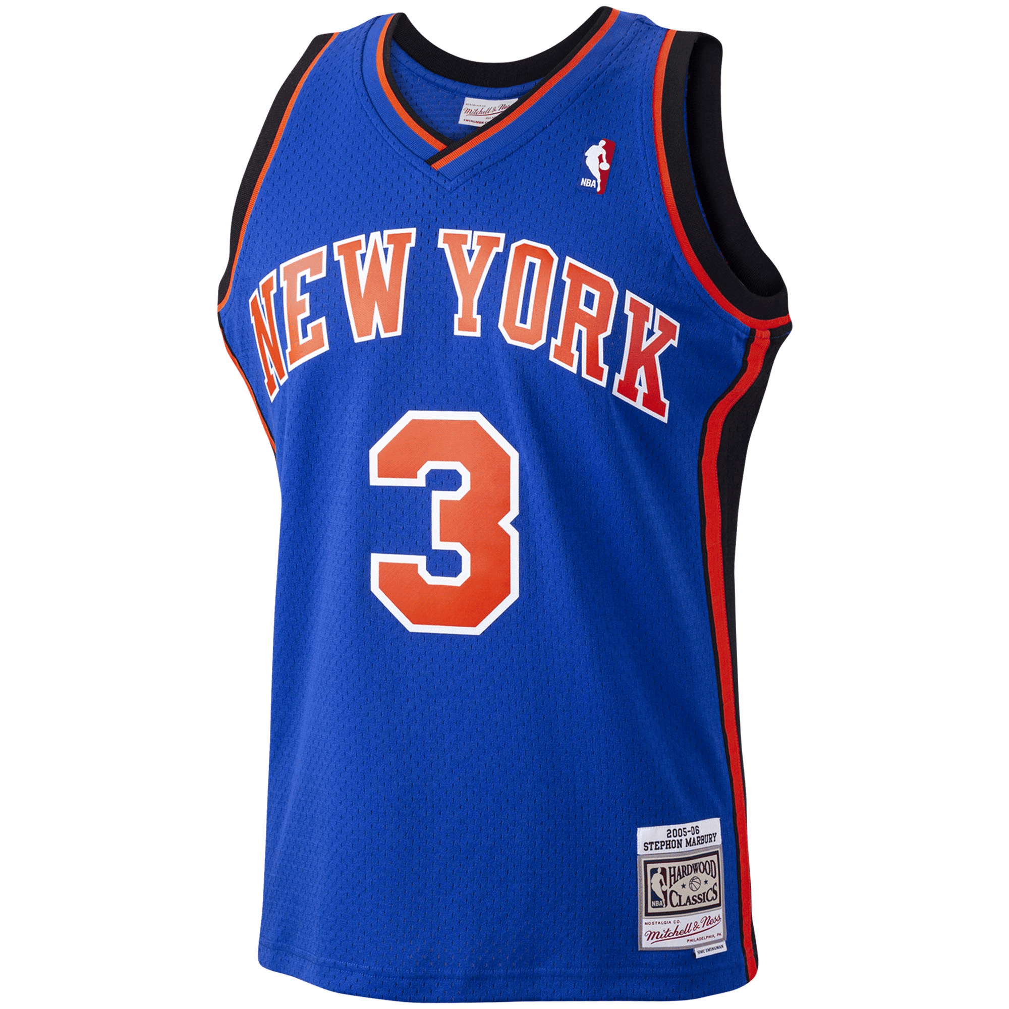 Alternative view of Stephon Marbury New York Knicks Mitchell & Ness 2005-06 Hardwood Classics Swingman Player Basketball Jersey - Blue Basketball Jersey - JS707 