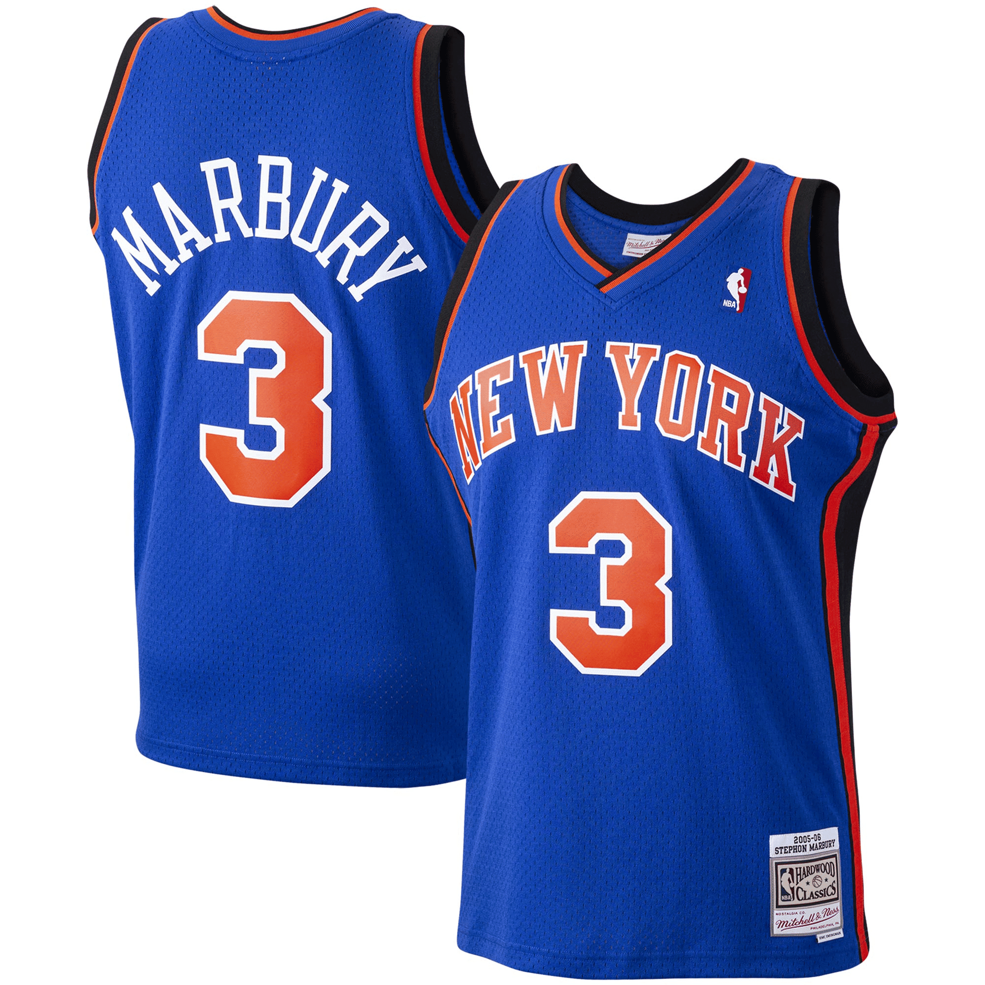 Stephon Marbury New York Knicks Mitchell & Ness 2005-06 Hardwood Classics Swingman Player Basketball Jersey - Blue Basketball Jersey - JS707 