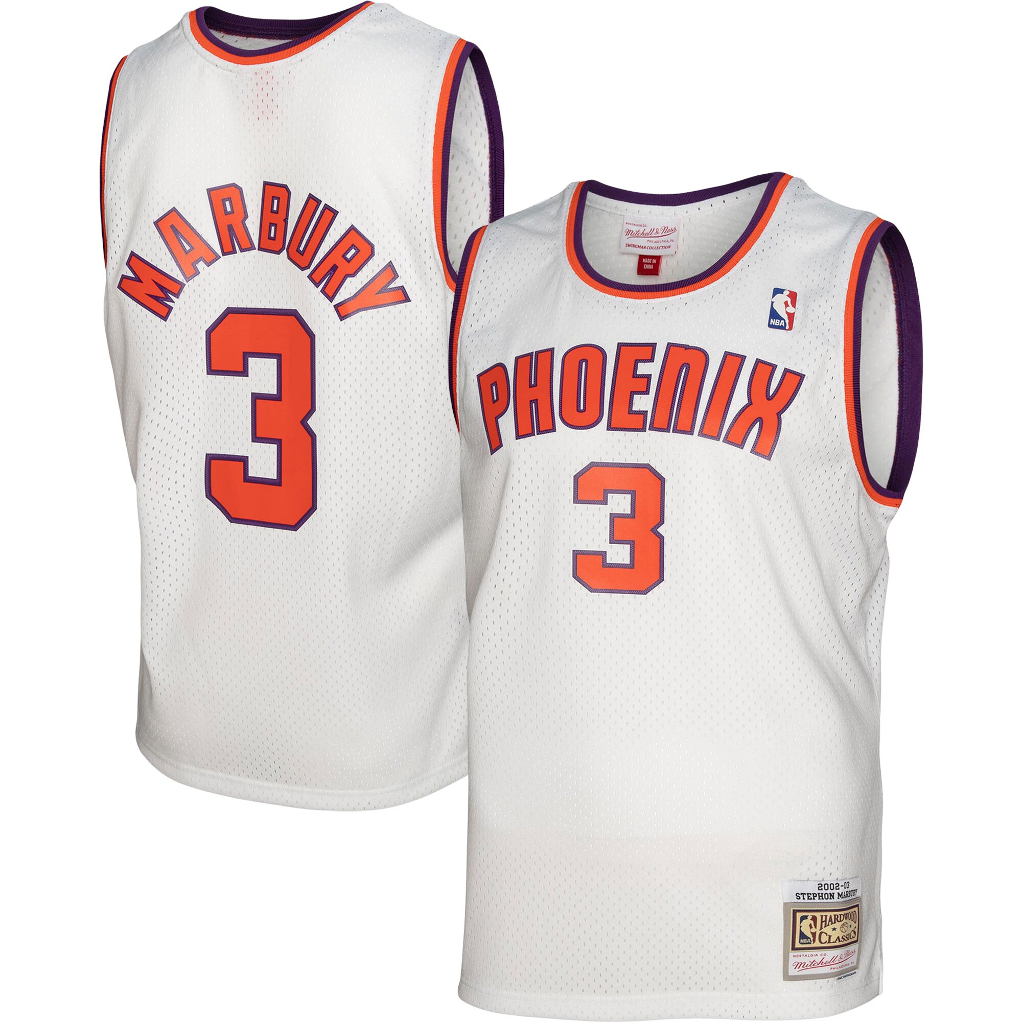Stephon Marbury Phoenix Suns Mitchell & Ness 2001/02 Hardwood Classics Swingman Basketball Jersey - White