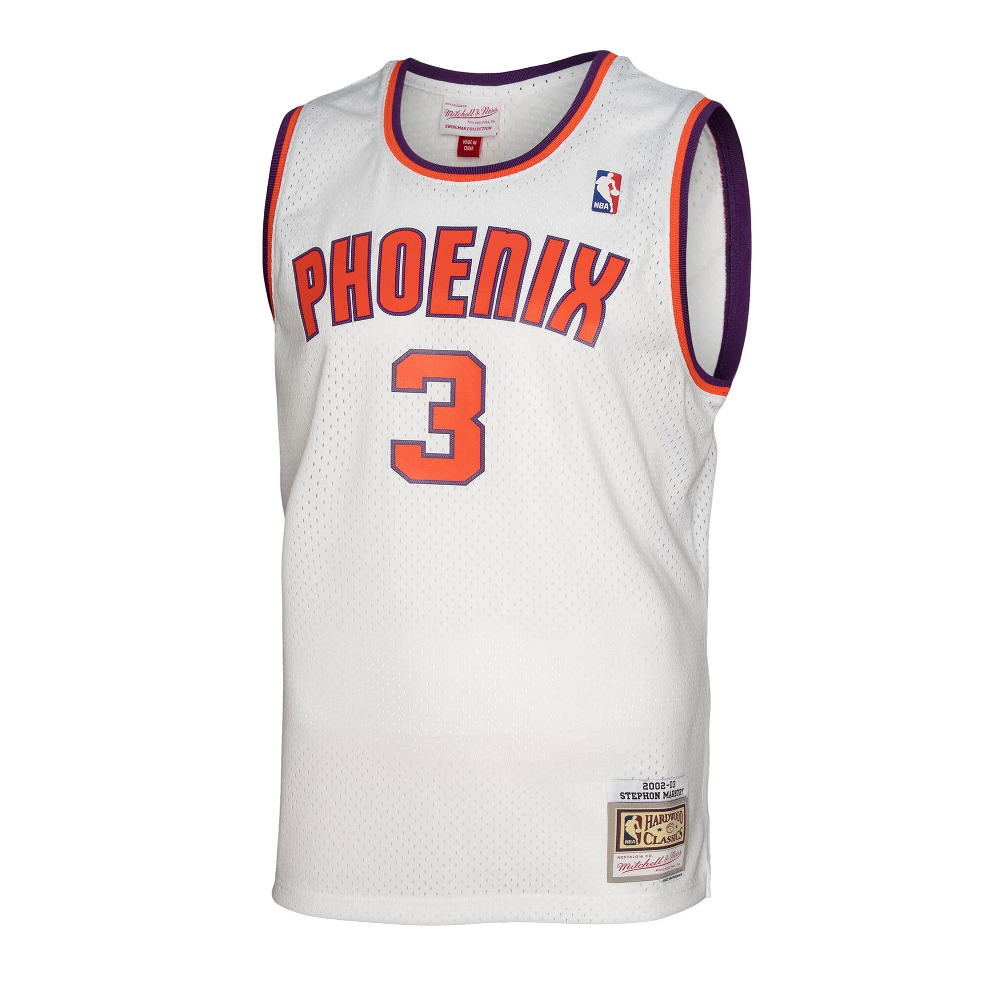 Alternative view of Stephon Marbury Phoenix Suns Mitchell & Ness 2001/02 Hardwood Classics Swingman Basketball Jersey - White