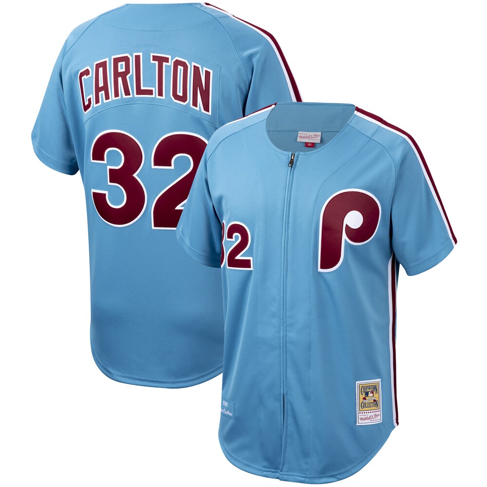 Steve Carlton Philadelphia Phillies Mitchell & Ness Cooperstown Collection Baseball Jersey - Light Blue