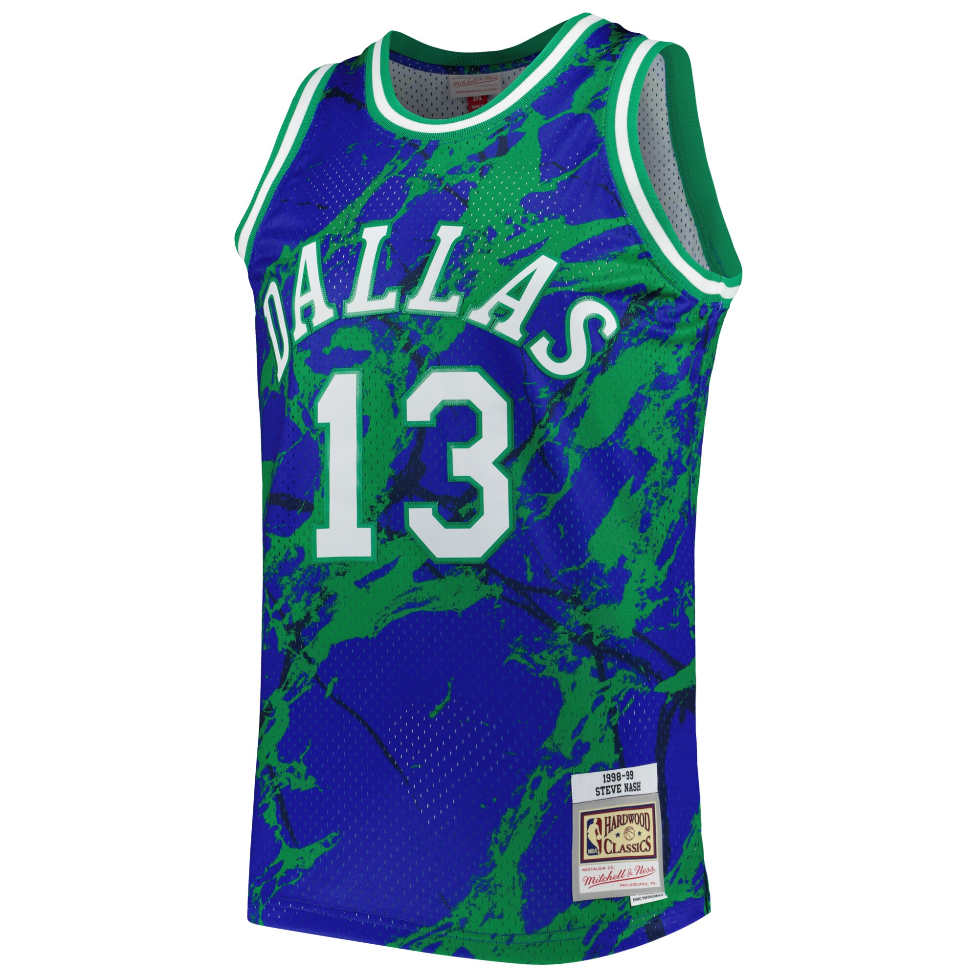 Alternative view of Steve Nash Dallas Mavericks Mitchell & Ness 1998/99 Hardwood Classics Marble Swingman Basketball Jersey - Blue