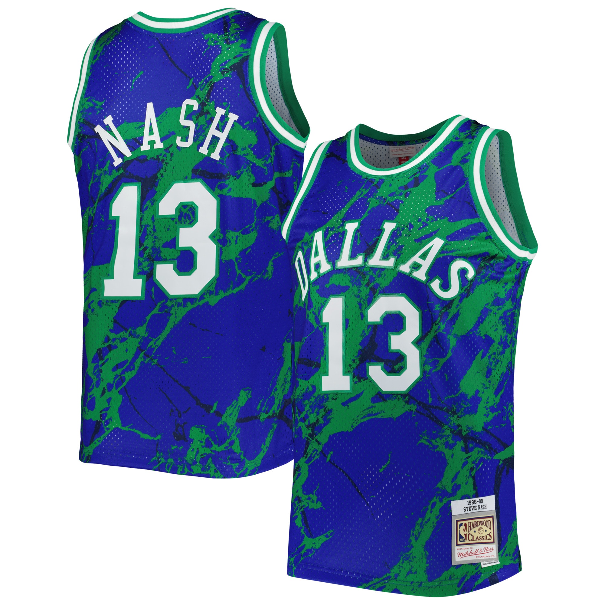 Steve Nash Dallas Mavericks Mitchell & Ness 1998/99 Hardwood Classics Marble Swingman Basketball Jersey - Blue