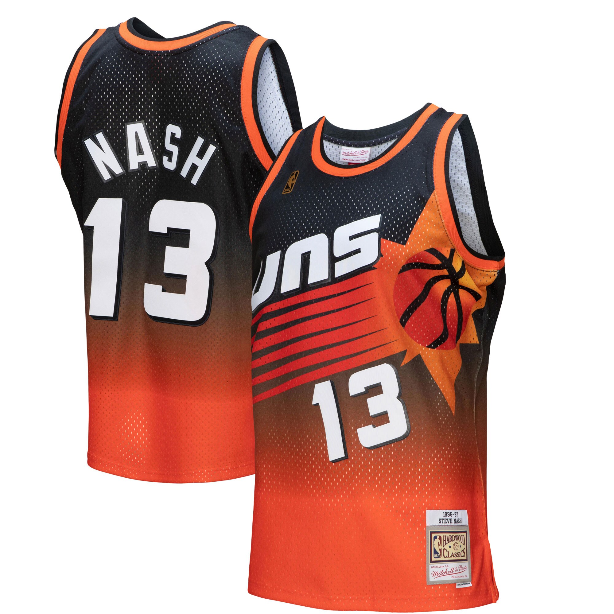 Steve Nash Phoenix Suns Mitchell & Ness 1996/97 Hardwood Classics Fadeaway Swingman Player Basketball Jersey - Orange/black