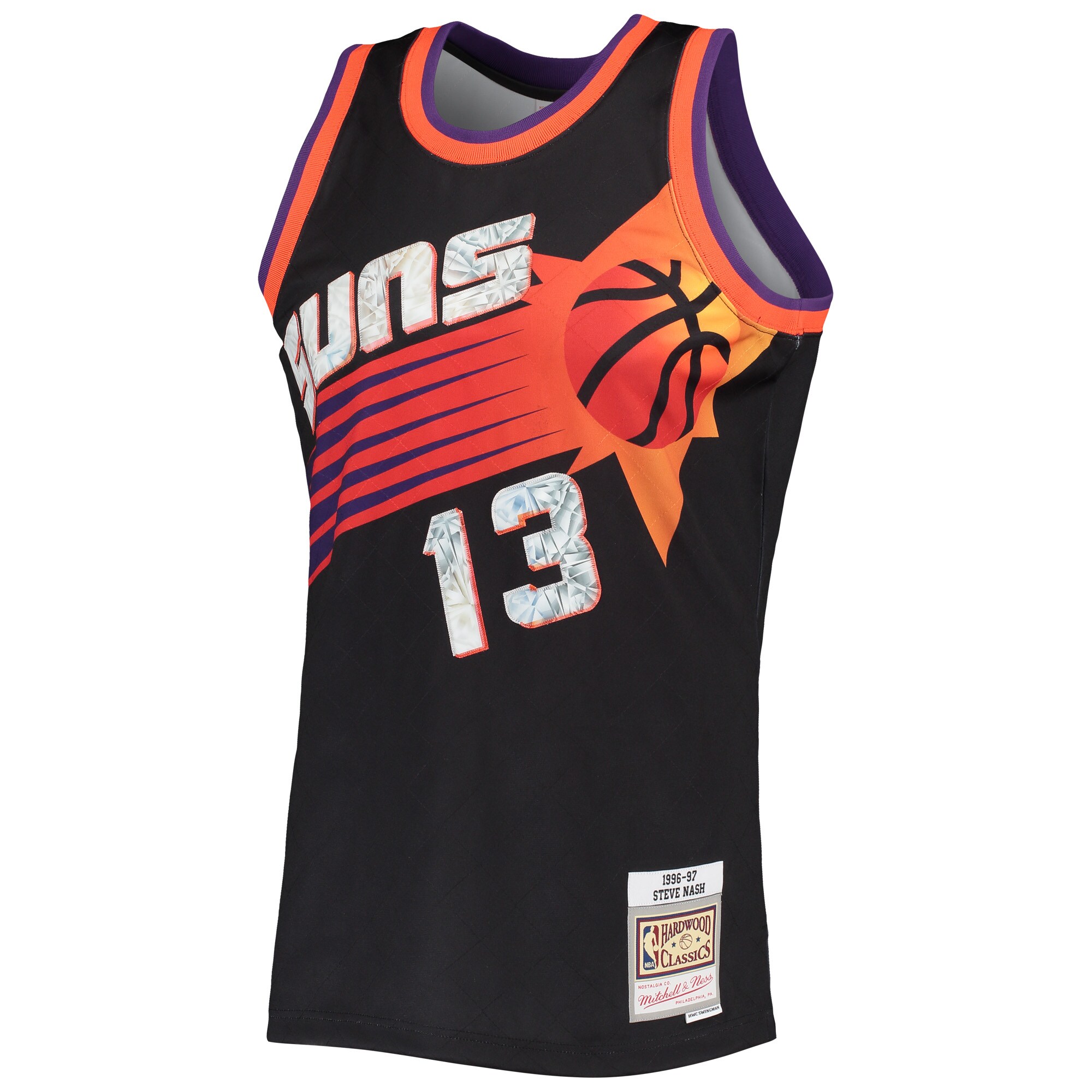 Alternative view of Steve Nash Phoenix Suns Mitchell & Ness 1996/97 Hardwood Classics Nba 75th Anniversary Diamond Swingman Basketball Jersey - Black