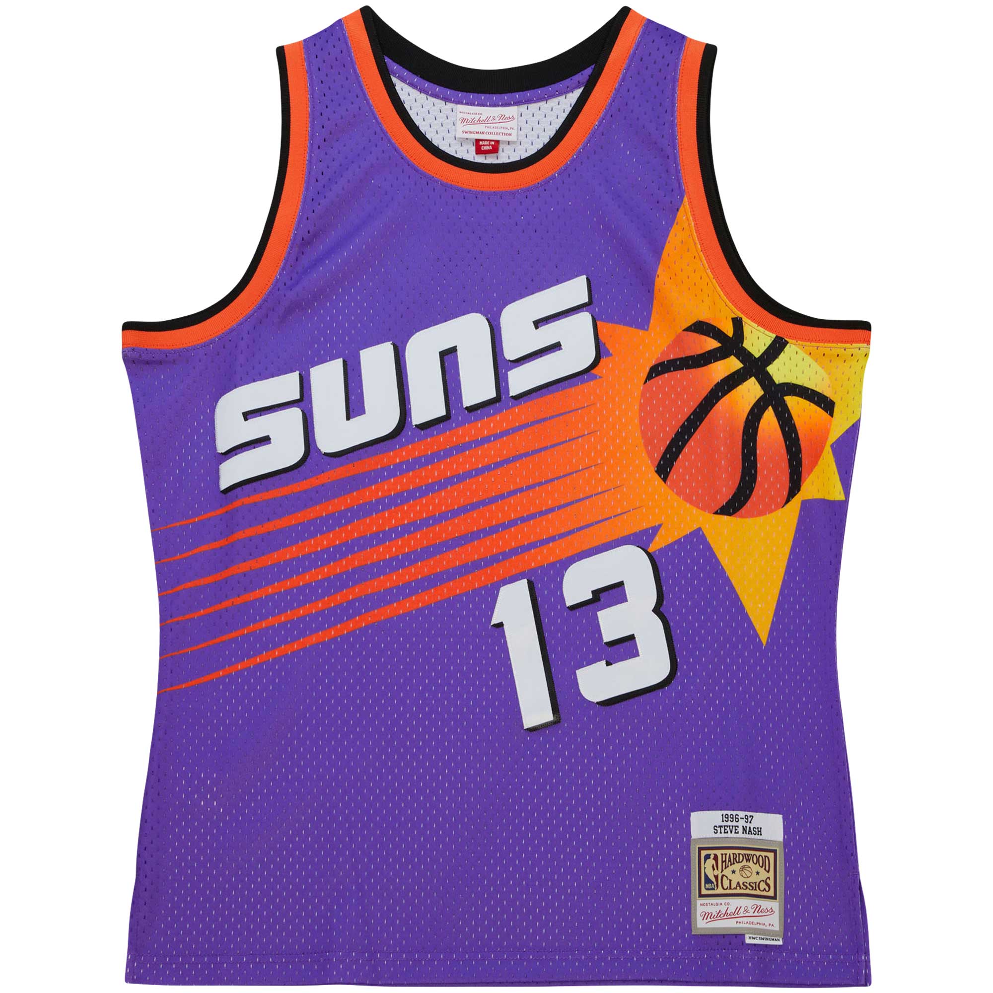 Alternative view of Steve Nash Phoenix Suns Mitchell & Ness Hardwood Classics 1996/97 Tropical Swingman Basketball Jersey - Purple
