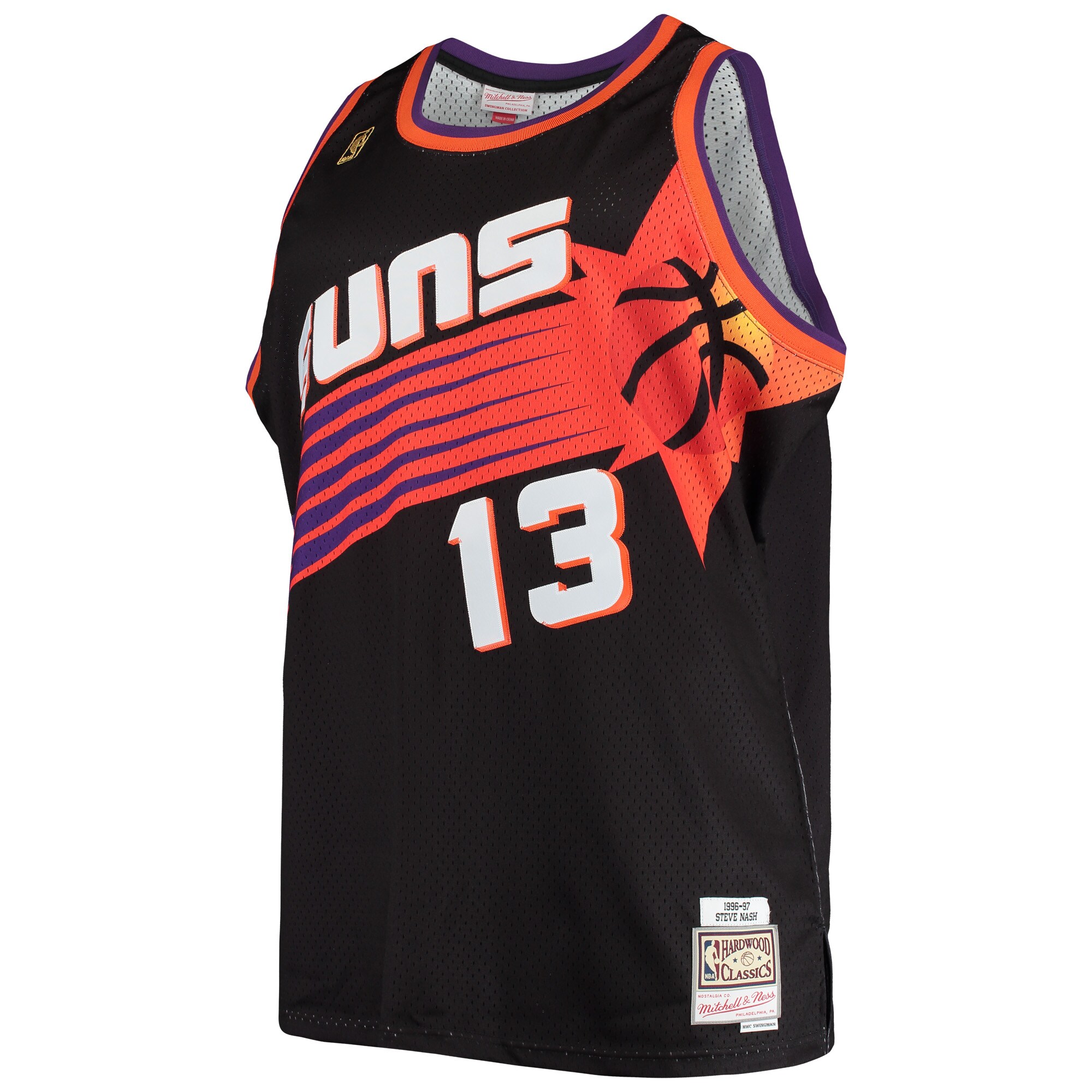 Alternative view of Steve Nash Phoenix Suns Mitchell & Ness 1996/97 Big & Tall Hardwood Classics Swingman Basketball Jersey - Black