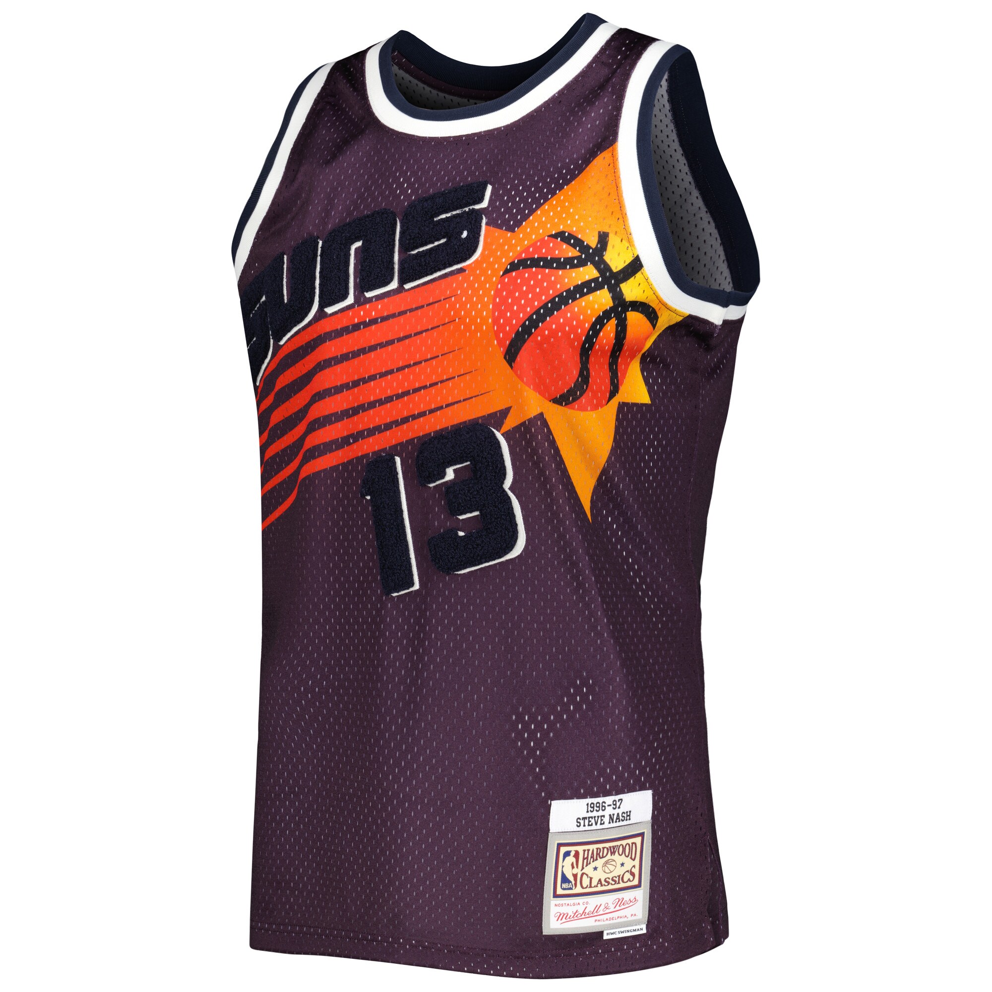 Alternative view of Steve Nash Phoenix Suns Mitchell & Ness 1996/97 Hardwood Classics Off-court Swingman Basketball Jersey - Purple
