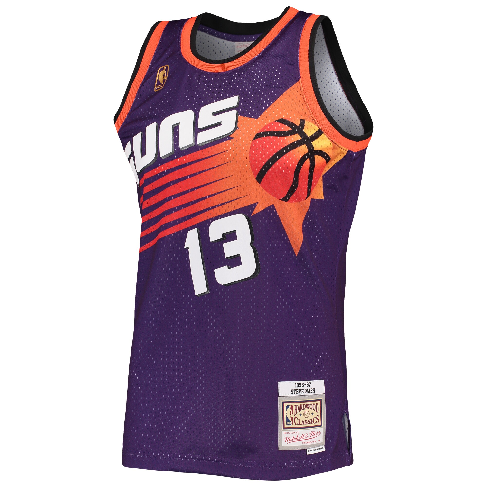 Alternative view of Steve Nash Phoenix Suns Mitchell & Ness 1996/97 Hardwood Classics Swingman Basketball Jersey - Purple