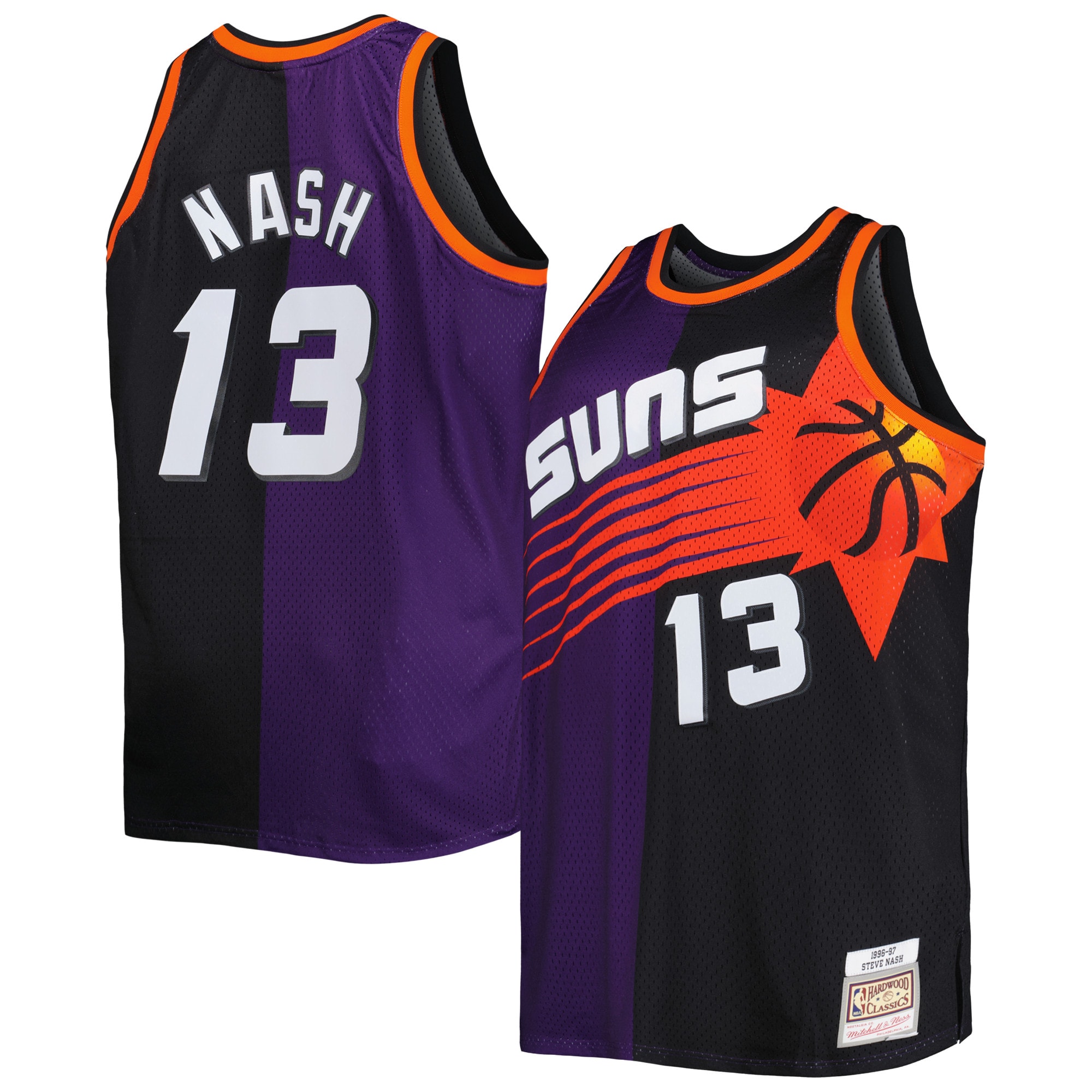 Steve Nash Phoenix Suns Mitchell & Ness Big & Tall Hardwood Classics 1996/97 Split Swingman Basketball Jersey - Purple/black