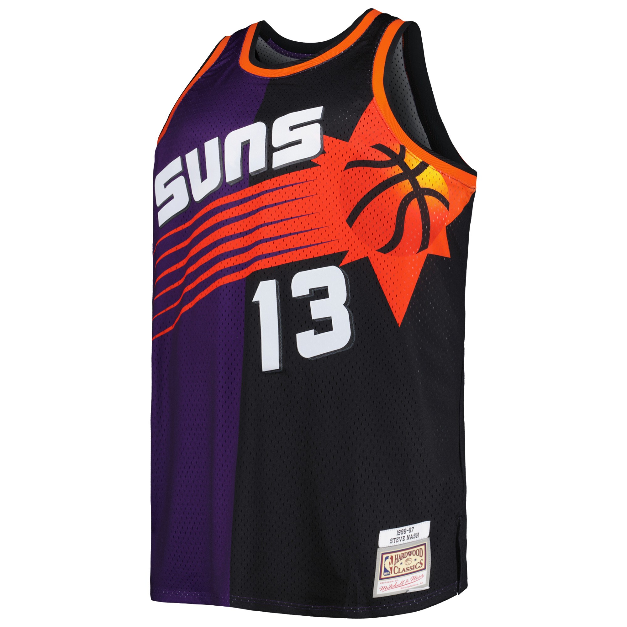 Alternative view of Steve Nash Phoenix Suns Mitchell & Ness Big & Tall Hardwood Classics 1996/97 Split Swingman Basketball Jersey - Purple/black