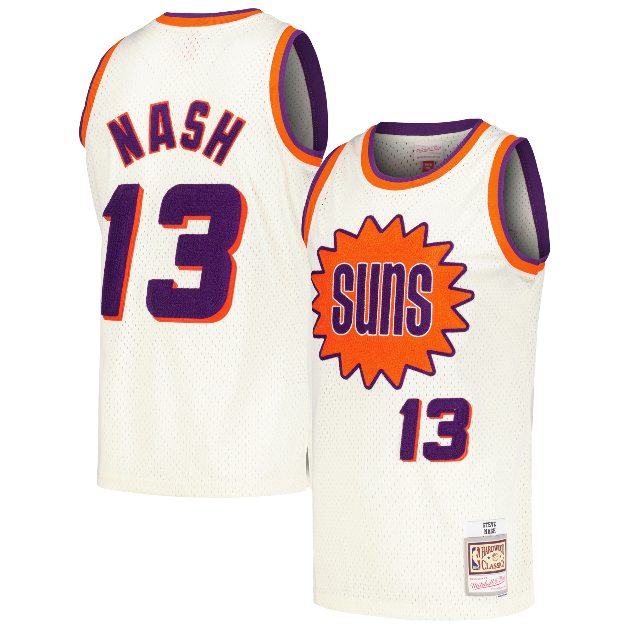 Steve Nash Phoenix Suns Mitchell & Ness Chainstitch Swingman Basketball Jersey - Cream