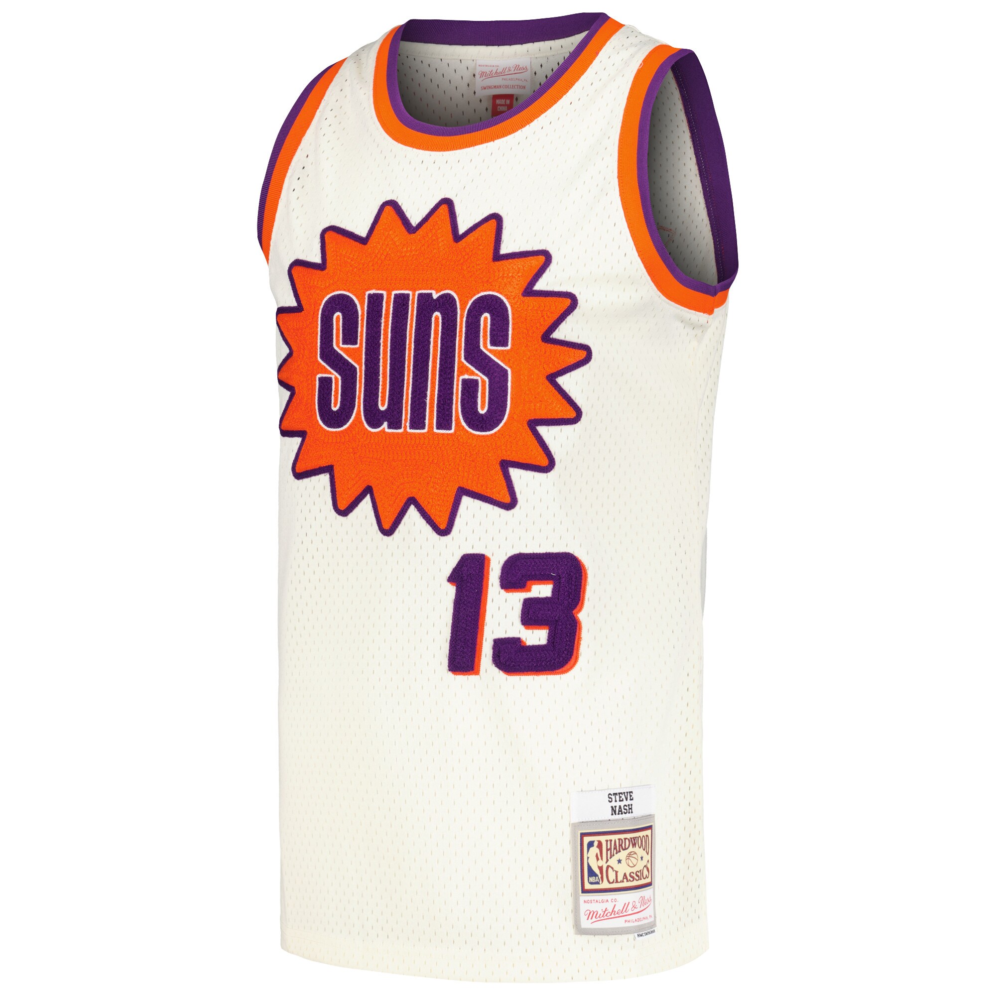 Alternative view of Steve Nash Phoenix Suns Mitchell & Ness Chainstitch Swingman Basketball Jersey - Cream