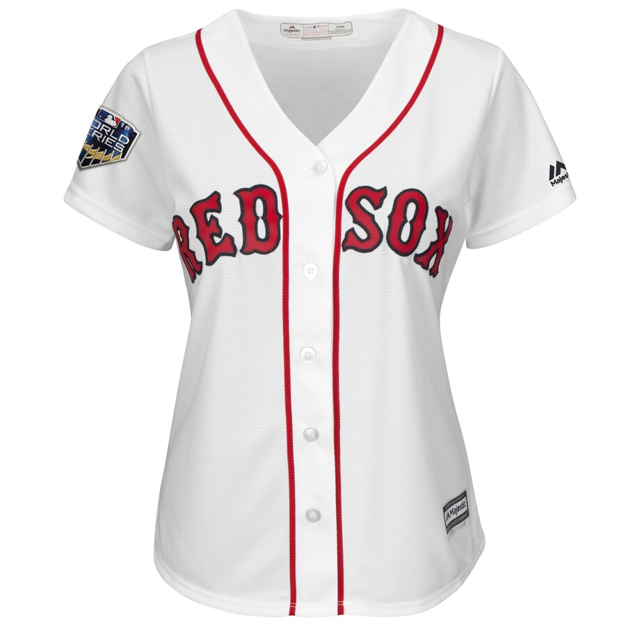 Alternative view of Steve Pearce Boston Red Sox Majestic Women's 2018 World Series Cool Base Player Baseball Jersey - White