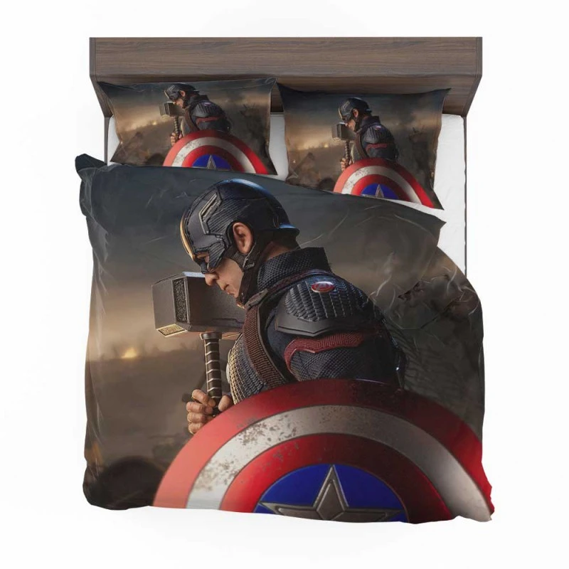 Alternative view of Steve Rogers As Captain America In Avengers Endgame Movie Bedding Set - Custom Bedding Set