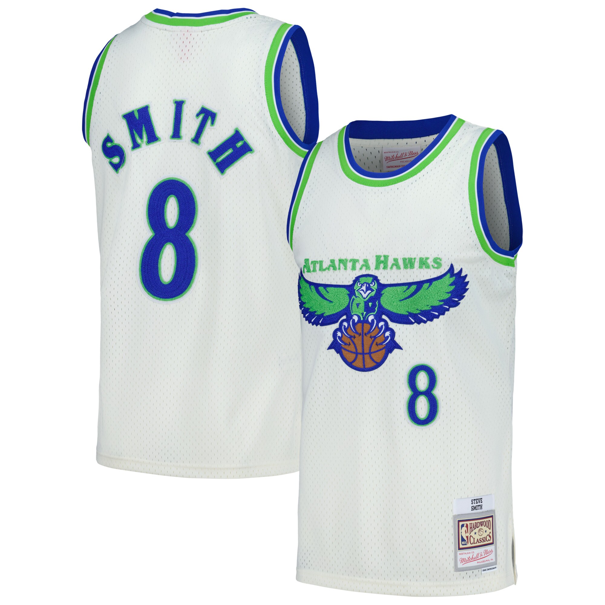 Steve Smith Atlanta Hawks Mitchell & Ness Chainstitch Swingman Basketball Jersey - Cream