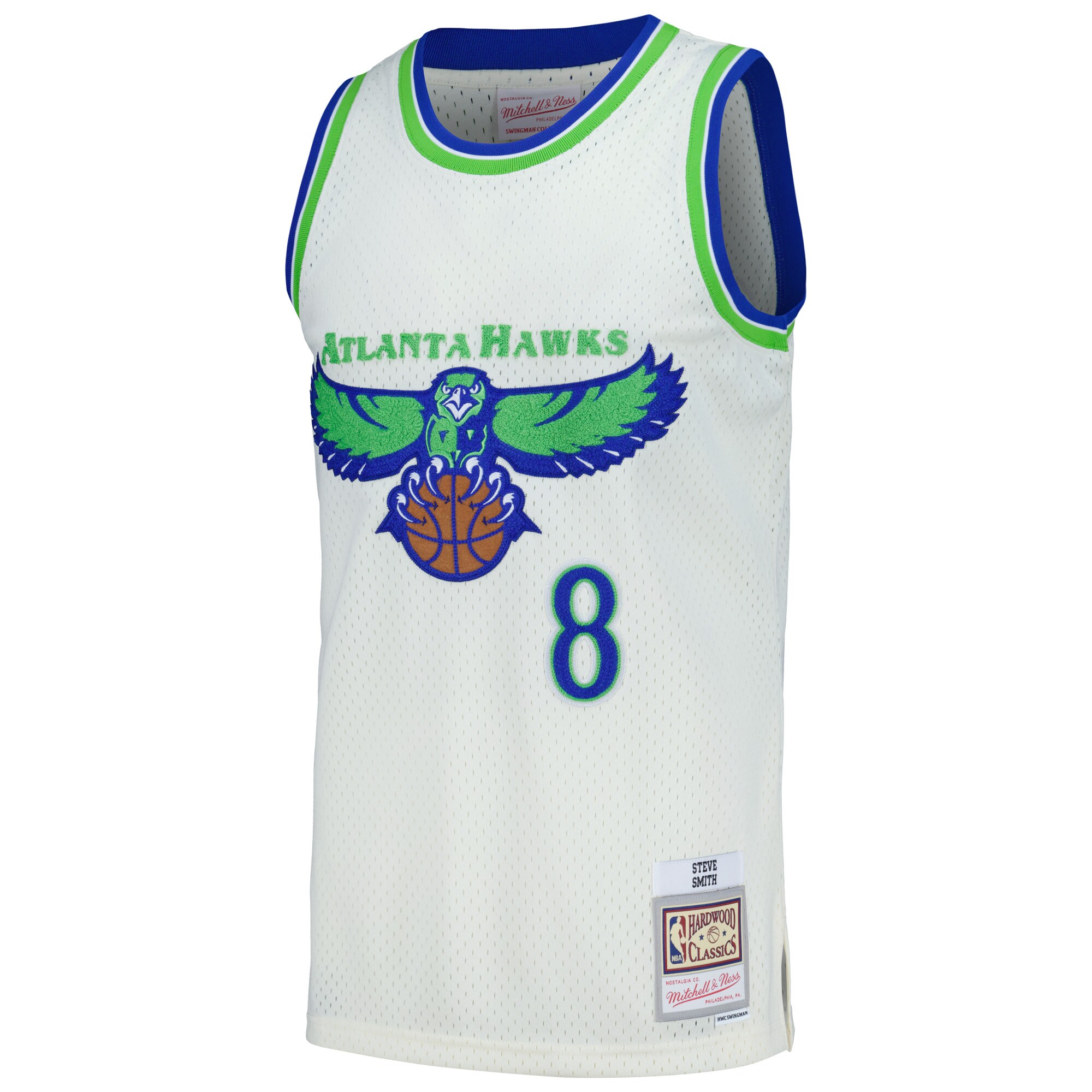 Alternative view of Steve Smith Atlanta Hawks Mitchell & Ness Chainstitch Swingman Basketball Jersey - Cream