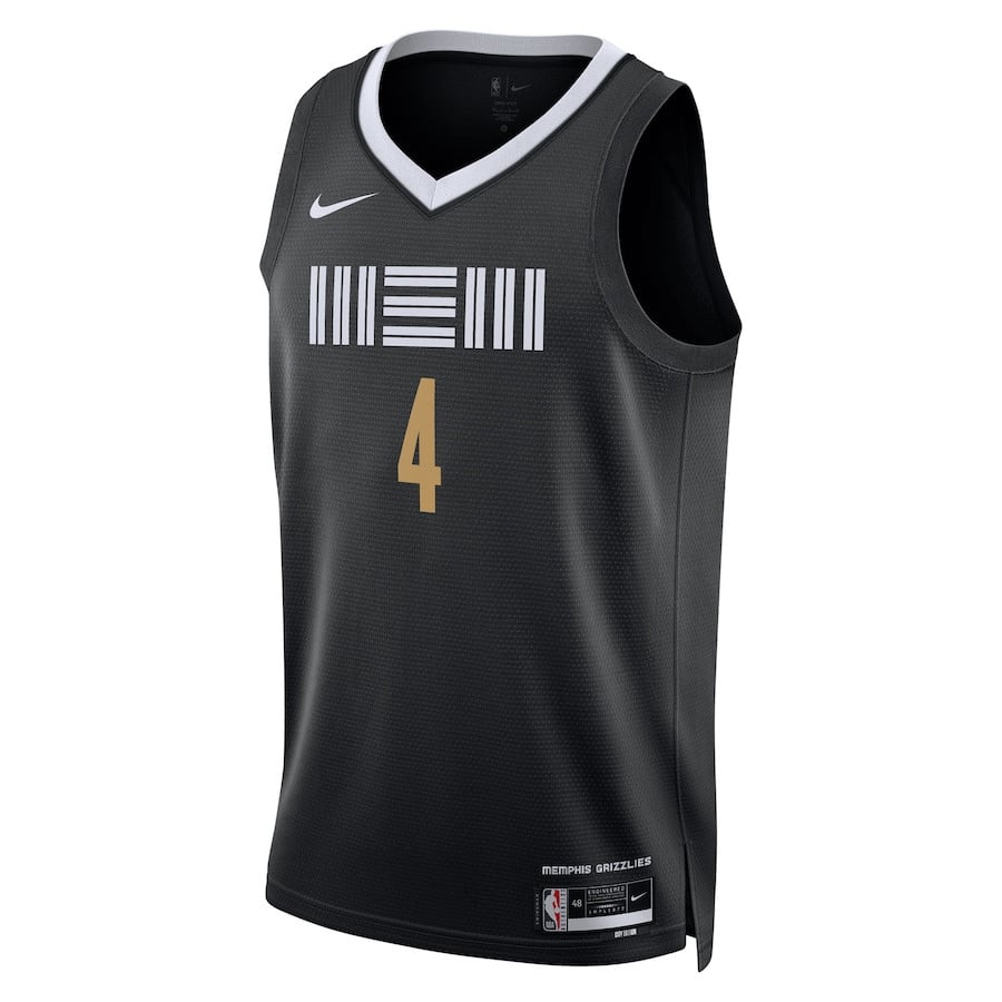 Alternative view of Steven Adams 4 Memphis Grizzlies 2023/24 City Edition Swingman Basketball Jersey - Black - JS261 