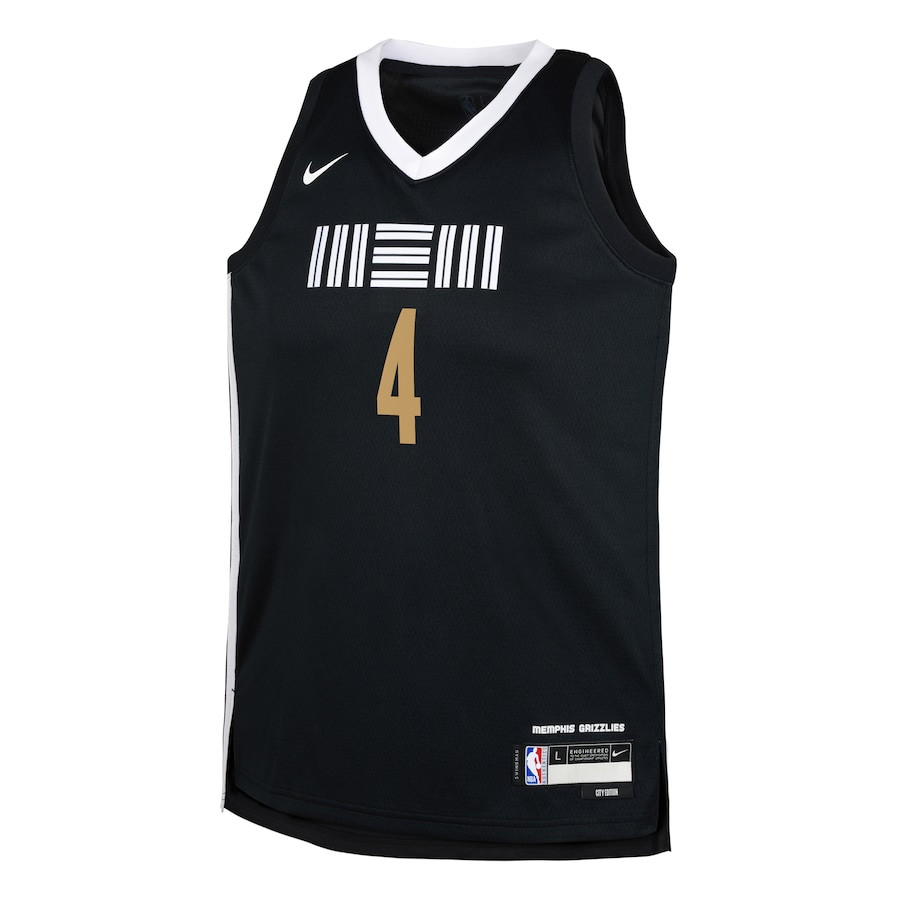 Alternative view of Steven Adams 4 Memphis Grizzlies 2023/24 City Edition Swingman YOUTH Basketball Jersey - Black - JS735 