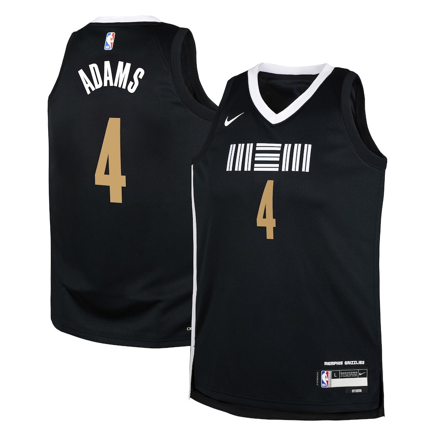 Steven Adams 4 Memphis Grizzlies 2023/24 City Edition Swingman YOUTH Basketball Jersey - Black - JS735 