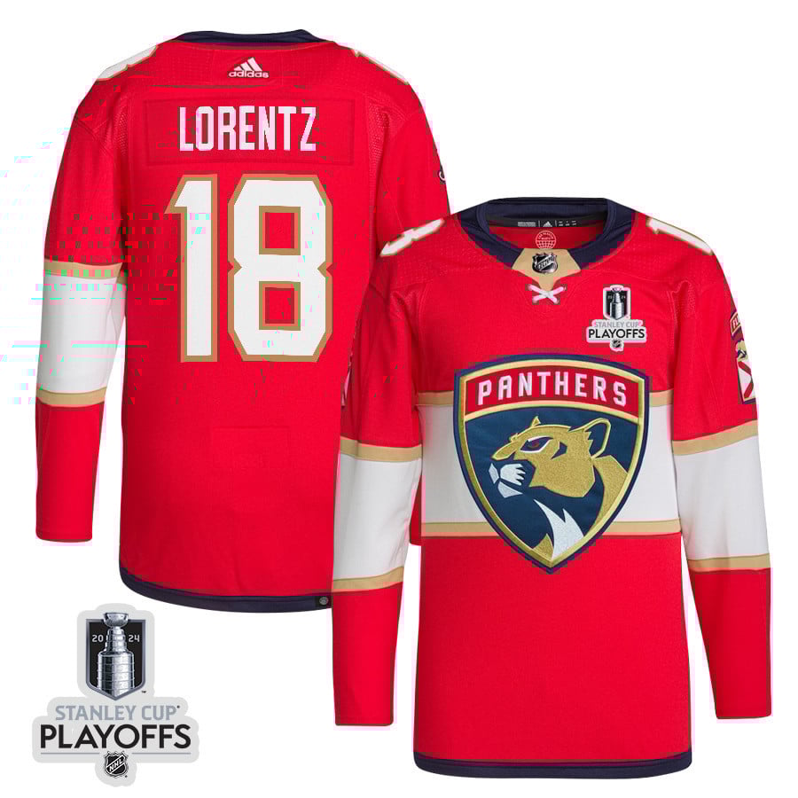 Steven Lorentz 18 Florida Panthers 2024 NHL Playoffs Patch Home Hockey Jersey - Men, Red - JS516 