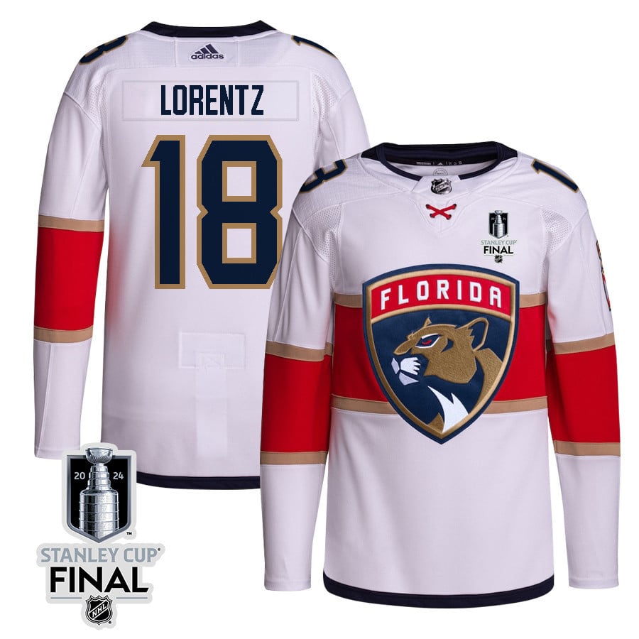 Steven Lorentz 18 Florida Panthers 2024 STANLEY CUP Final Away Breakaway Hockey Jersey - Men, White - JS724 