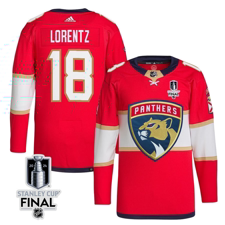 Steven Lorentz 18 Florida Panthers 2024 STANLEY CUP Final Home Breakaway Hockey Jersey - Men, Red - JS522 
