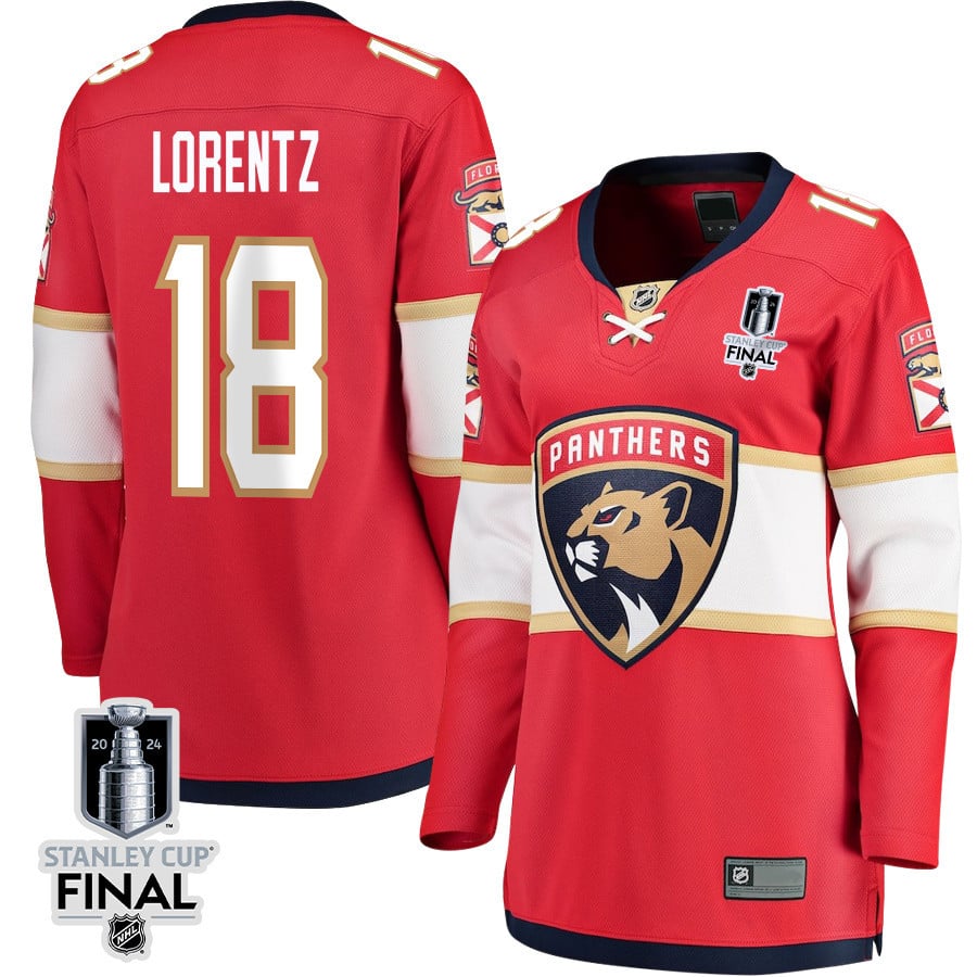 Steven Lorentz 18 Florida Panthers 2024 STANLEY CUP Final Women's Home Breakaway Hockey Jersey - Red - JS734 
