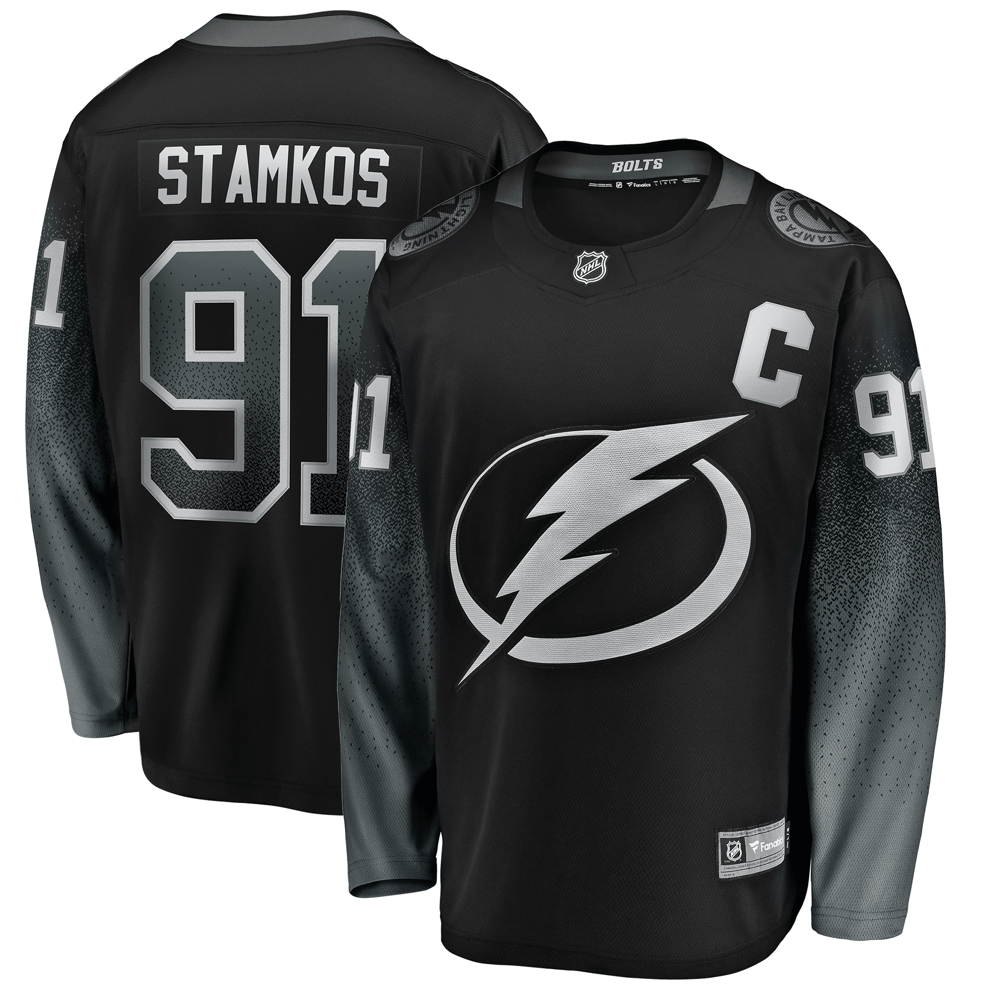 Steven Stamkos Tampa Bay Lightning Alternate Breakaway Player Hockey Jersey - Black Hockey Jersey - JS290 