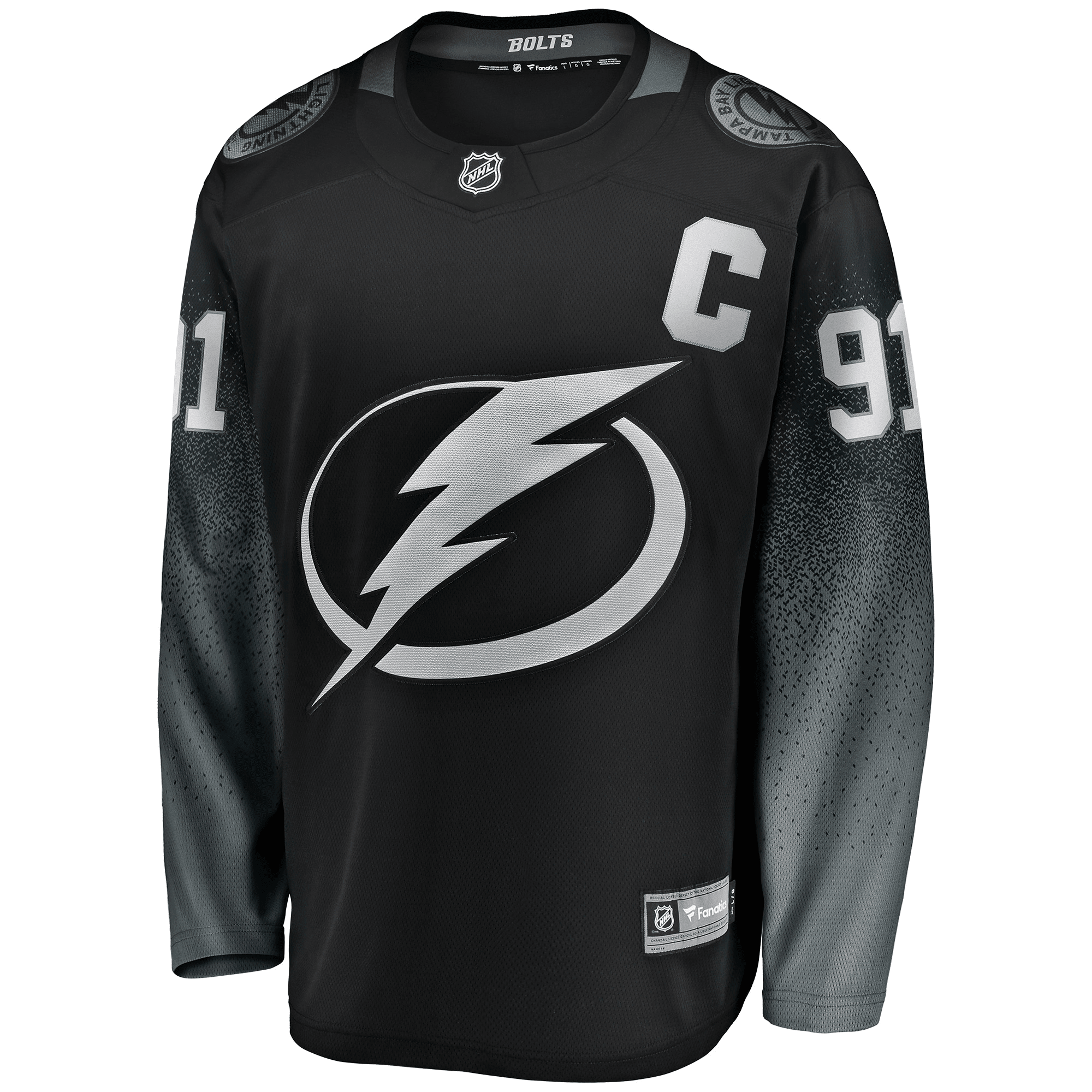 Alternative view of Steven Stamkos Tampa Bay Lightning Alternate Breakaway Player Hockey Jersey - Black Hockey Jersey - JS290 