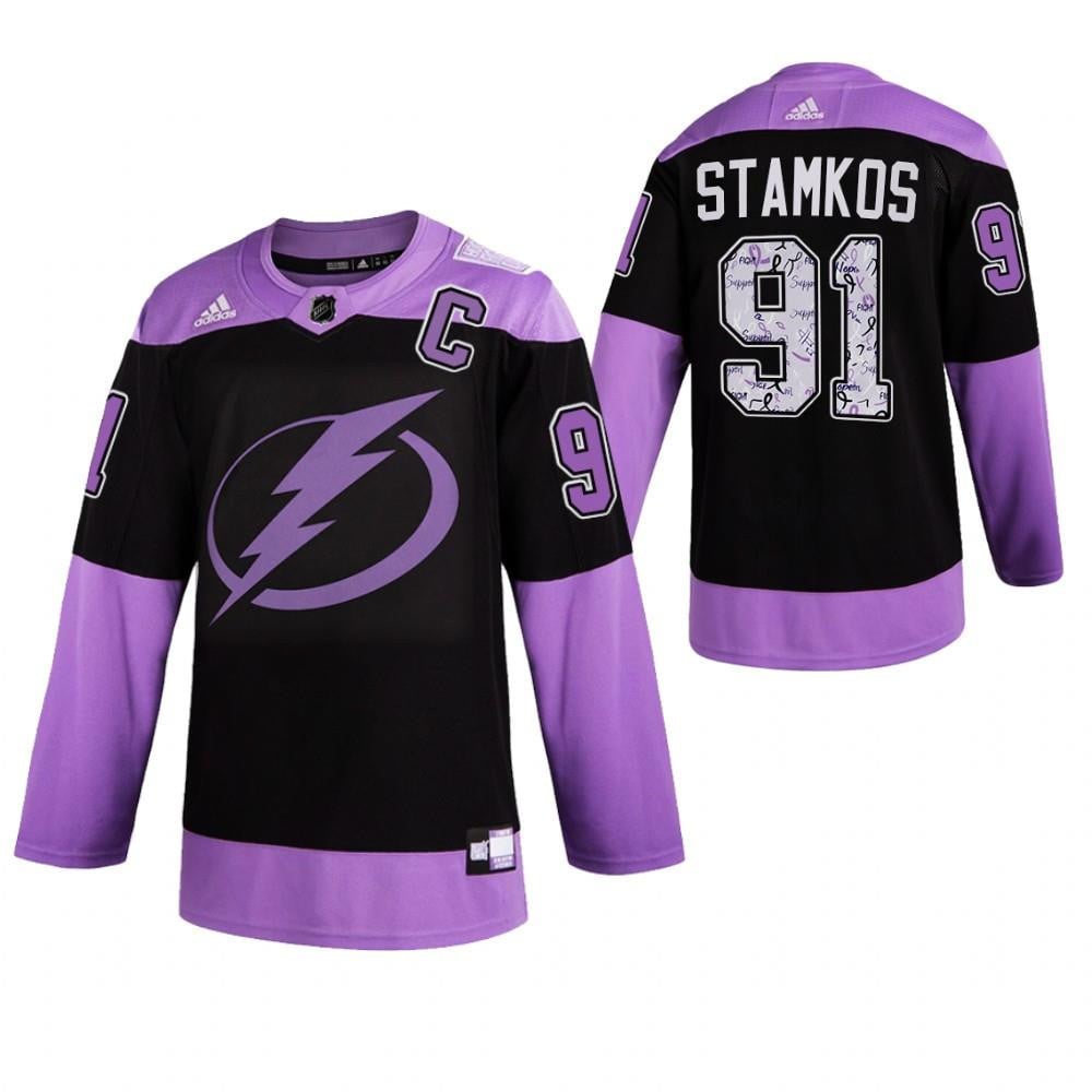 Steven Stamkos Tampa Bay Lightning HockeyFightsCancer Purple Hockey Jersey Hockey Jersey - JS116 