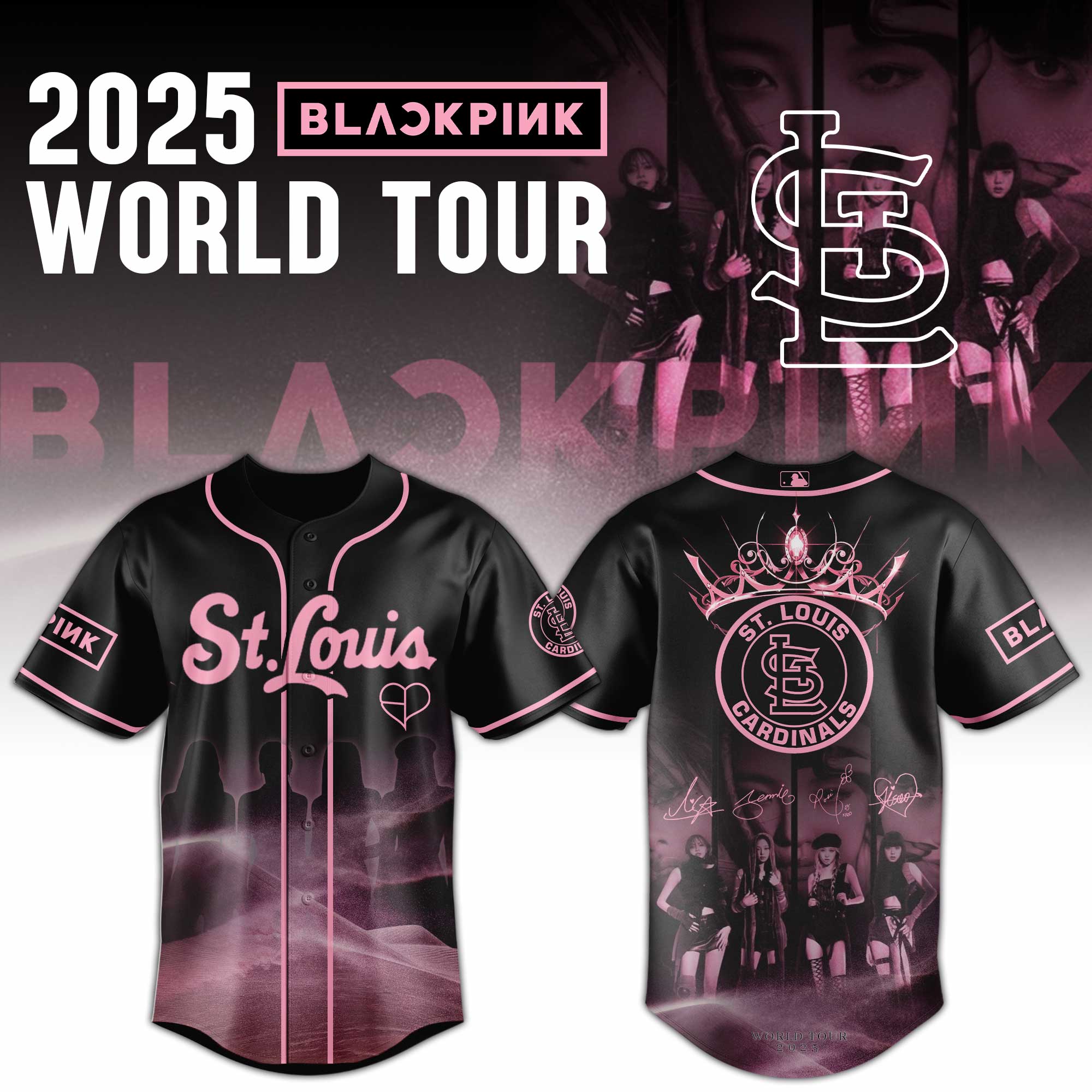 St.louis Cardinals Mlb X Blackpink 2025 World Tour Custom Baseball Jersey