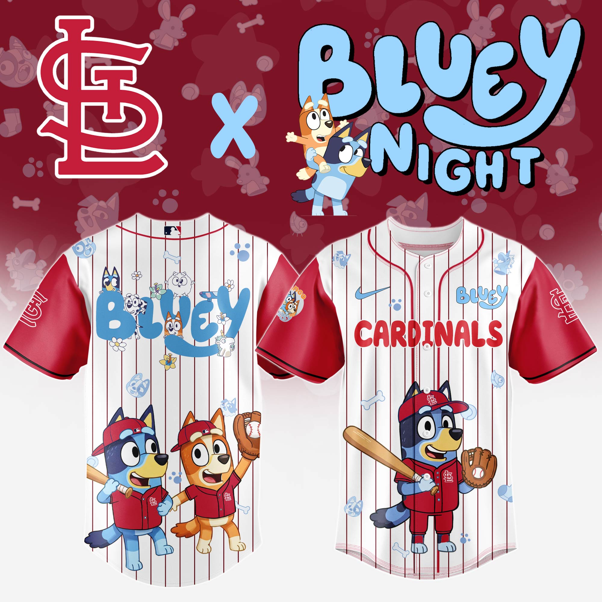 St.louis Cardinals Mlb X Bluey And Bingo Special Edition Custom Baseball Jersey 2025