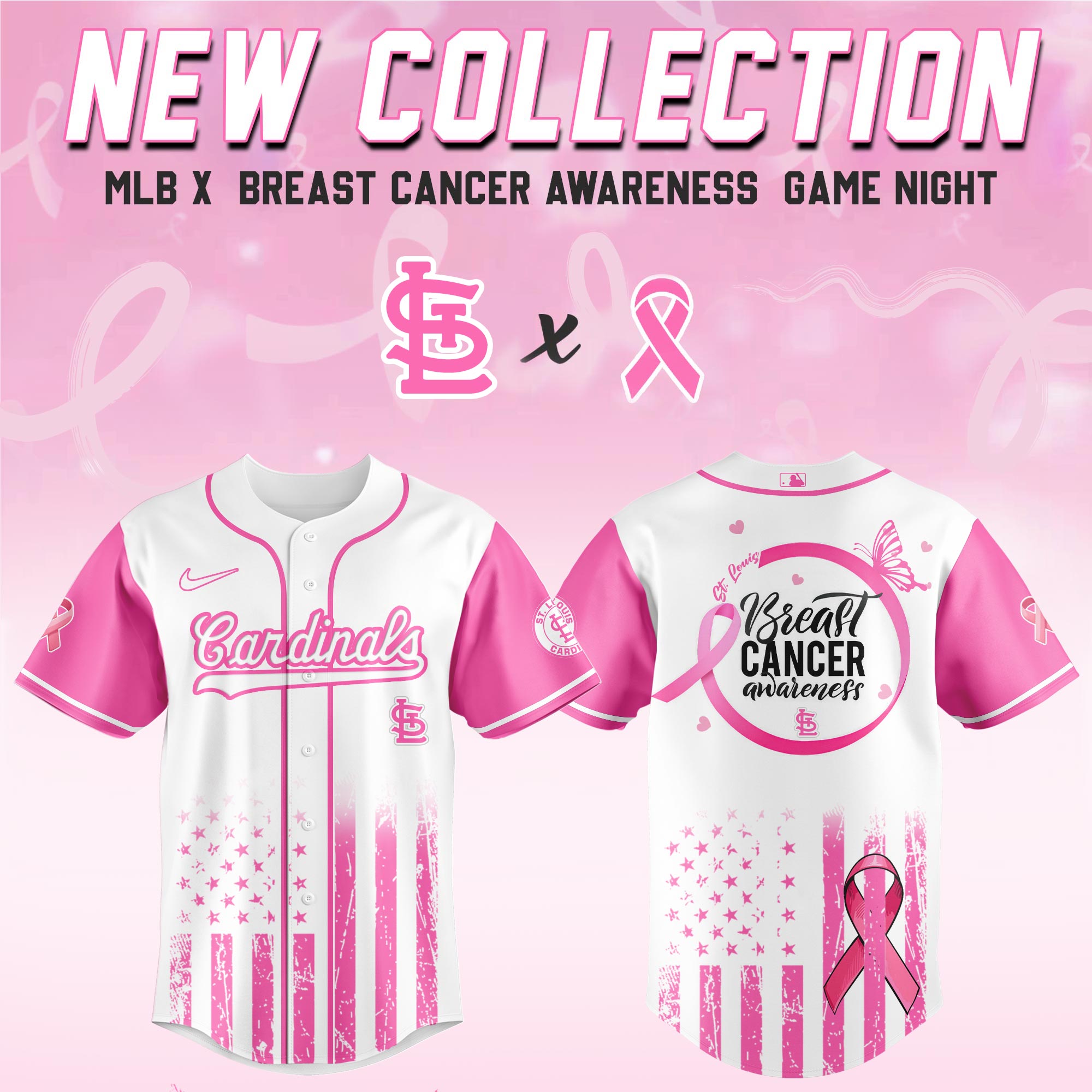 St.louis Cardinals Mlb X Breast Cancer Awareness Month Hope In Pink Custom Baseball Jersey