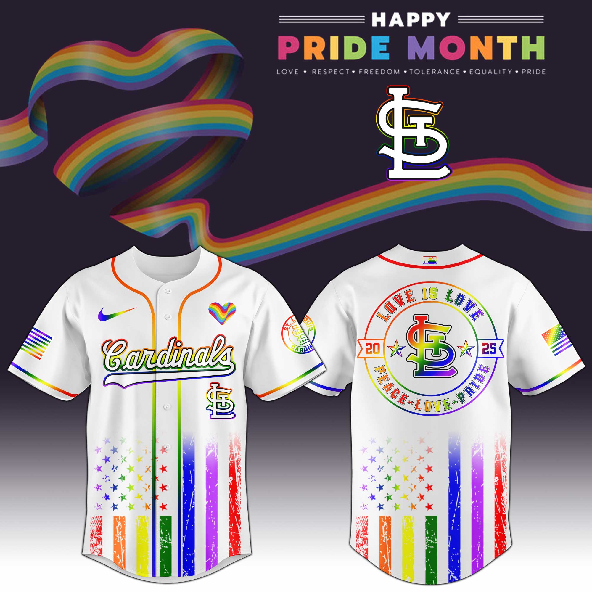 St.louis Cardinals Mlb X Happy Pride Month Limited Edition Custom Baseball Jersey 2025