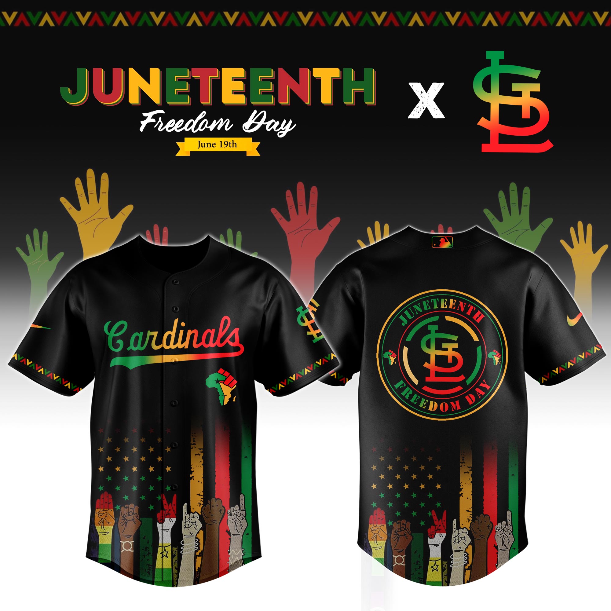 St.louis Cardinals Mlb X Juneteenth Custom Baseball Jersey 2025
