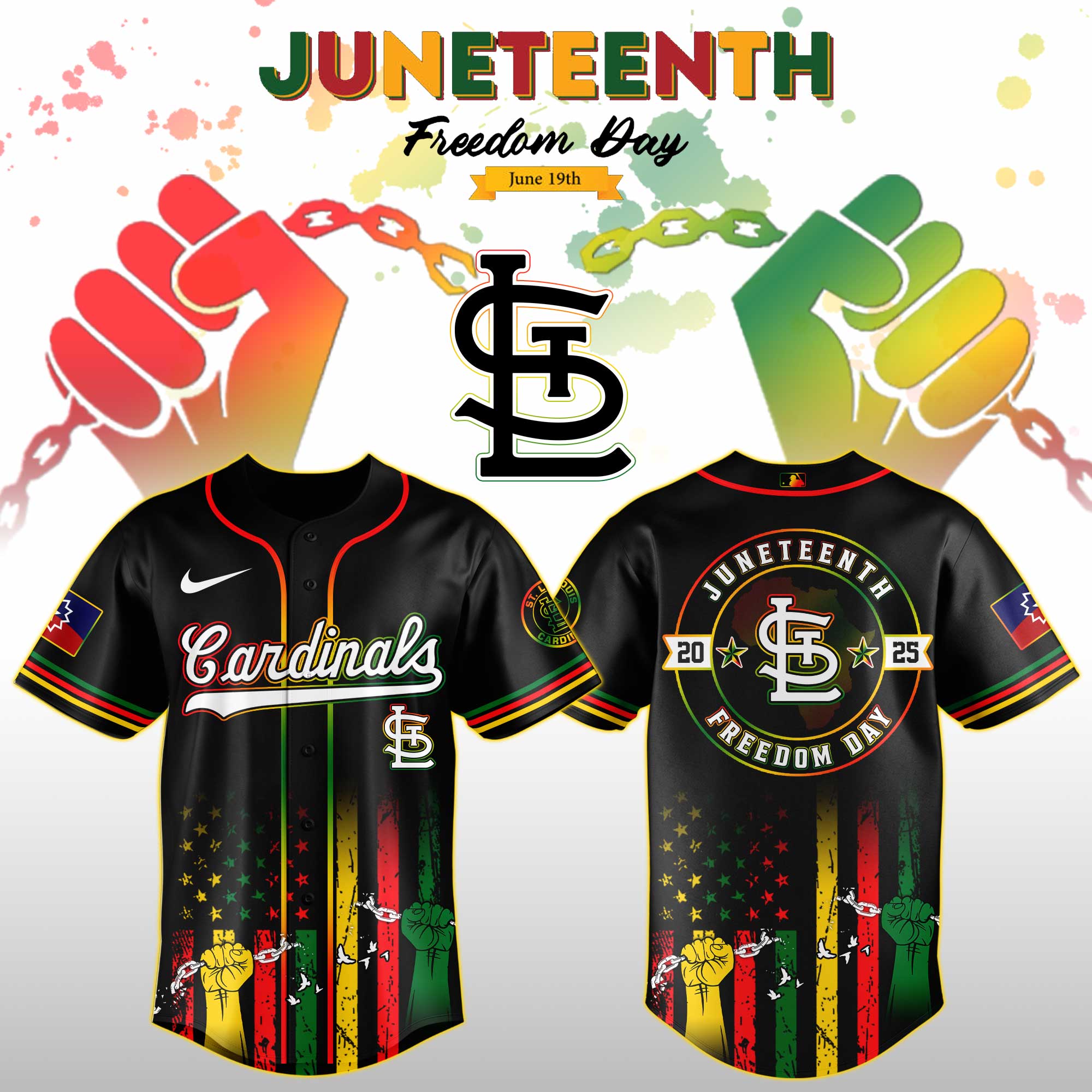 St.louis Cardinals Mlb X Juneteenth Day Custom Baseball Jersey Edition Custom Baseball Jersey 2025