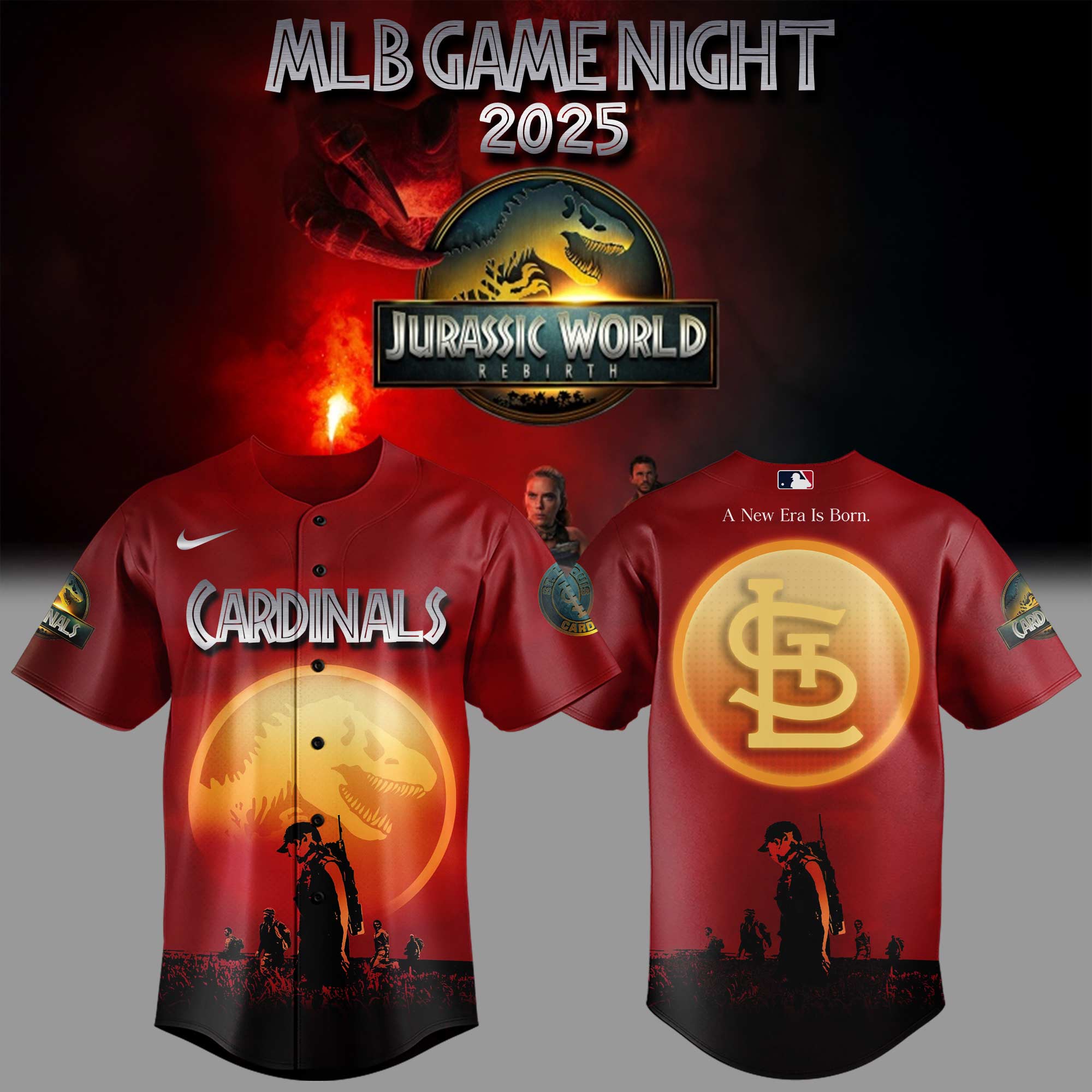 St.louis Cardinals Mlb X Jurassic World New Era Custom Baseball Jersey