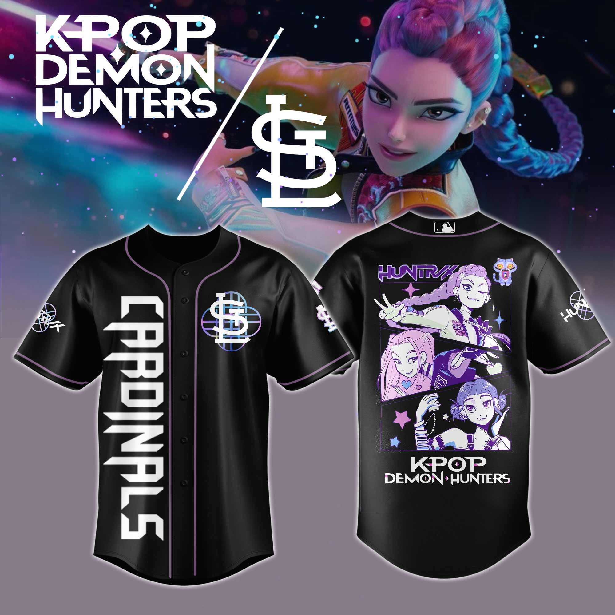 St.louis Cardinals Mlb X Kpop Demon Hunters Custom Baseball Jersey
