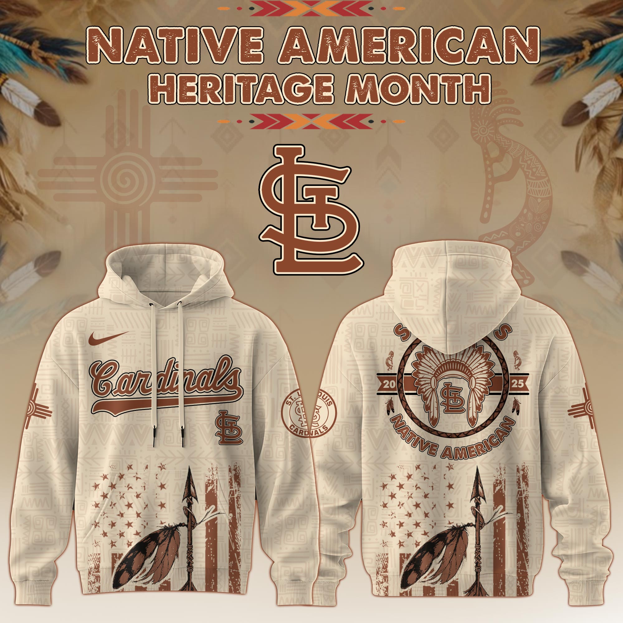 St.louis Cardinals Mlb X Native American Heritage Month Mlb Collaboration Custom Hoodie