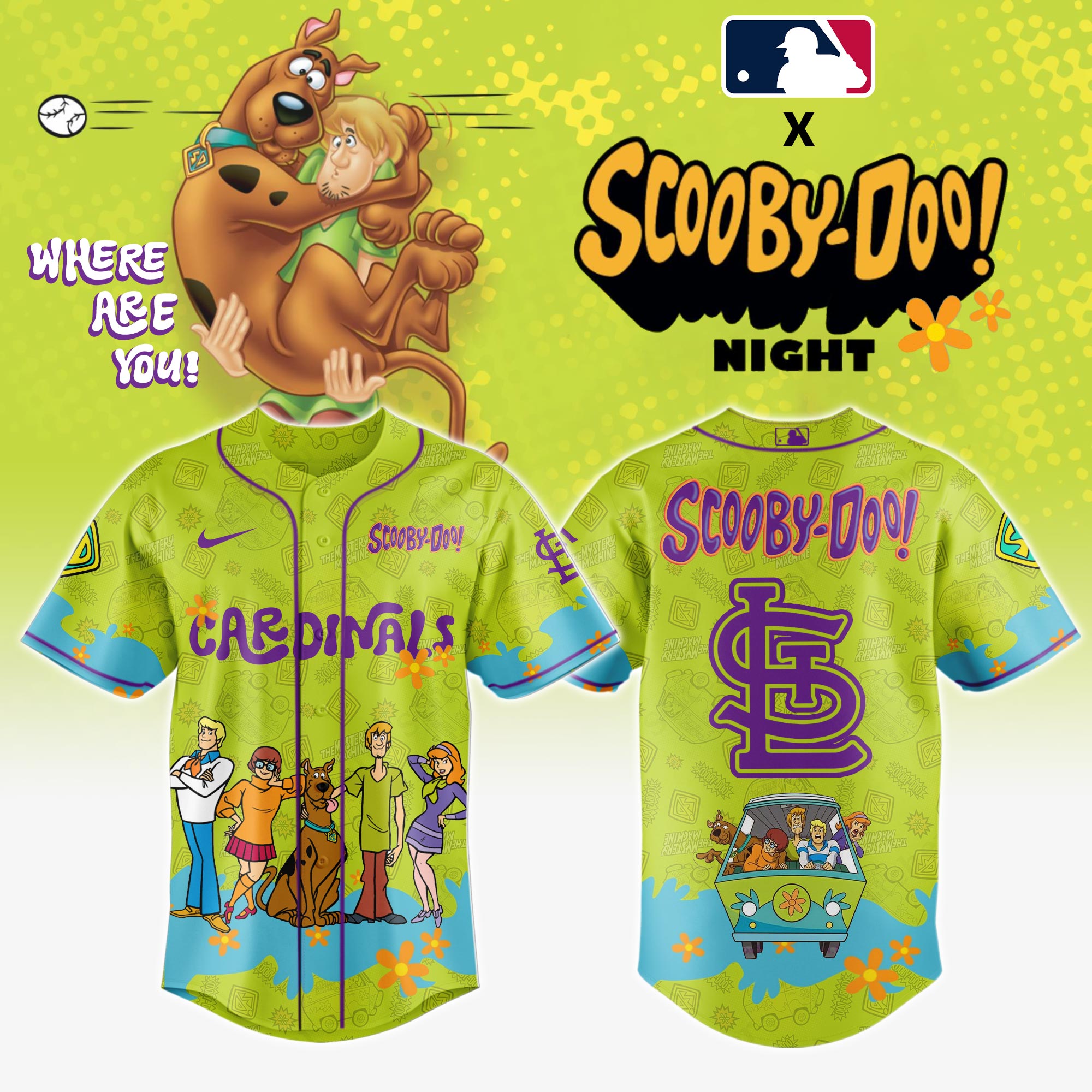 St.louis Cardinals Mlb X Scooby Doo Custom Baseball Jersey