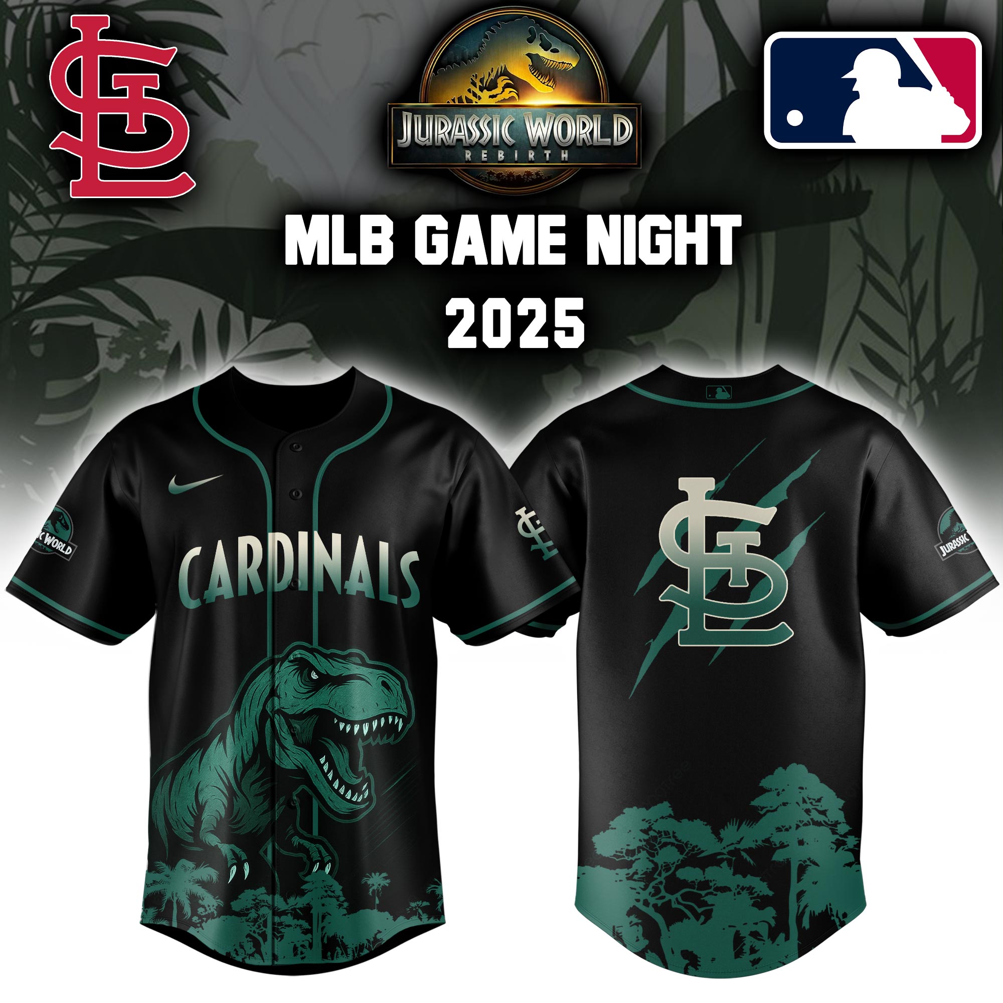 St.louis Cardinals X Mlb Jurassic World Custom Baseball Jersey
