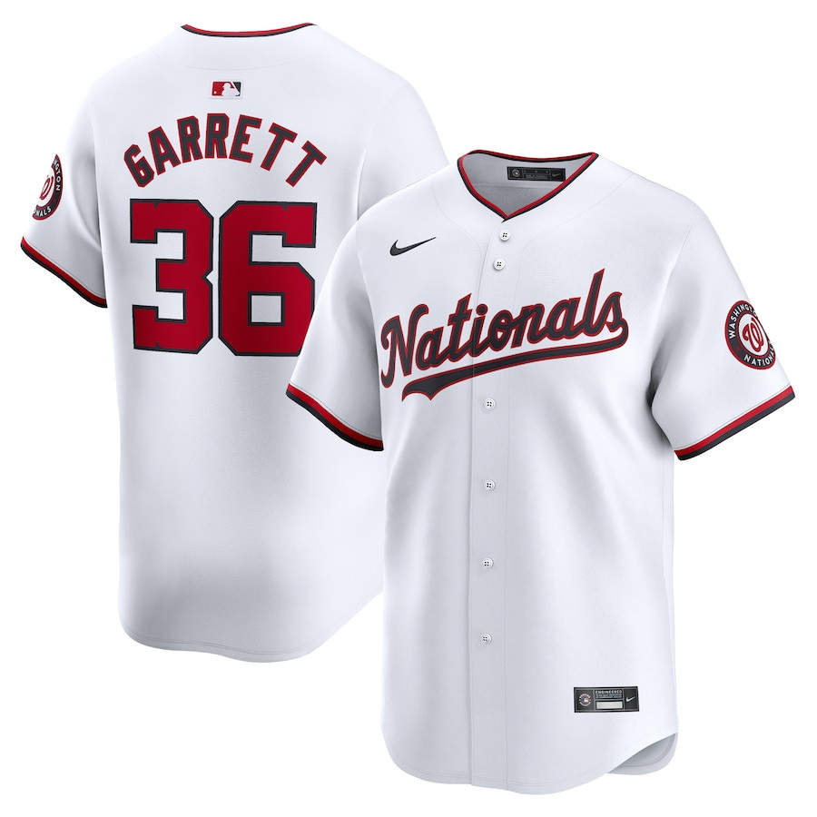 Stone Garrett 36 Washington Nationals Home Limited Player Men Baseball Jersey - White - JS500 