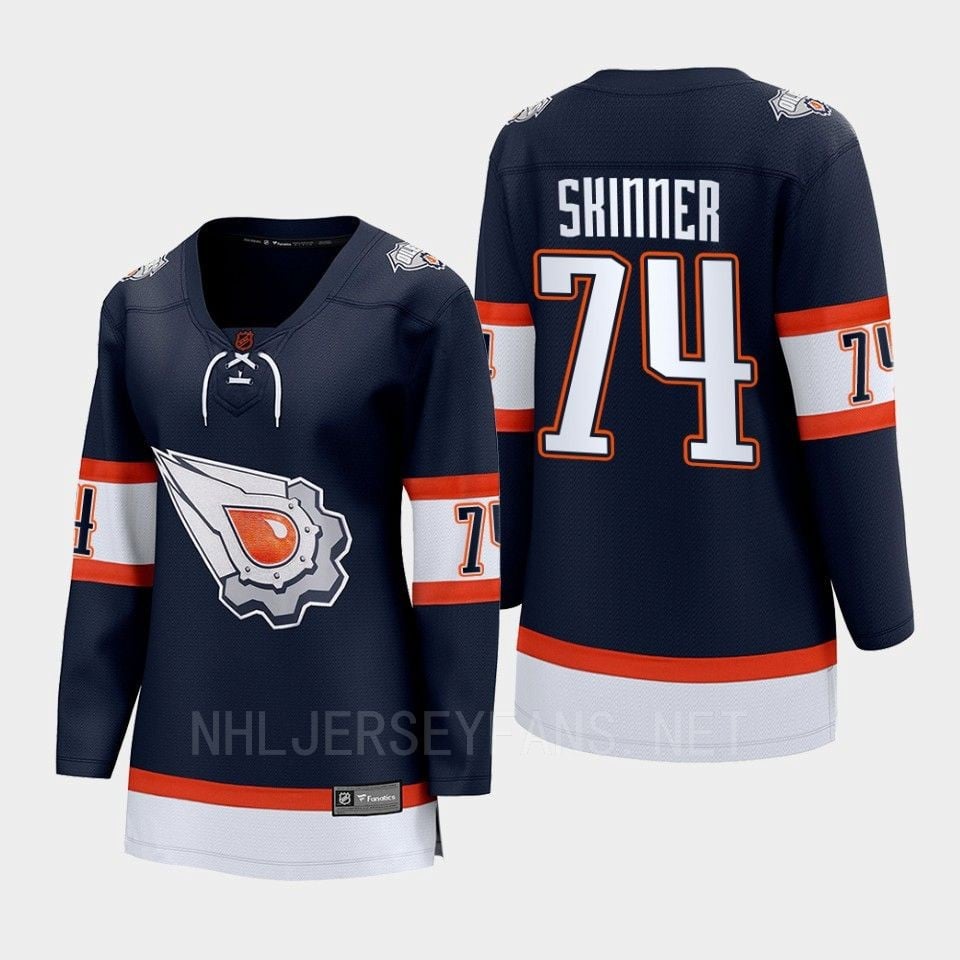 Stuart Skinner 74 Edmonton Oilers 2022 Special Edition 2.0 Women Breakaway Player Retro Hockey Jersey Navy - JS325 