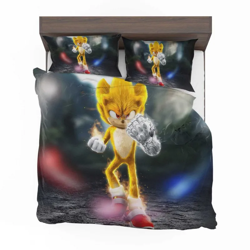 Alternative view of Super Saiyan Sonic The Hedgehog Chaos Unleashed Bedding Set - Custom Bedding Set