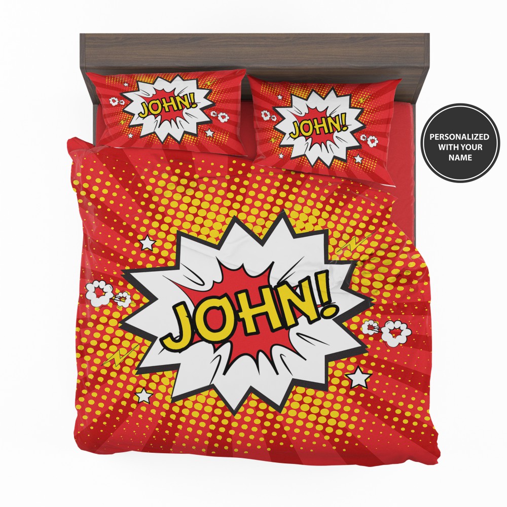 Alternative view of Superhero Theme Comic Personalized Custom Bedding Set - Custom Bedding Set