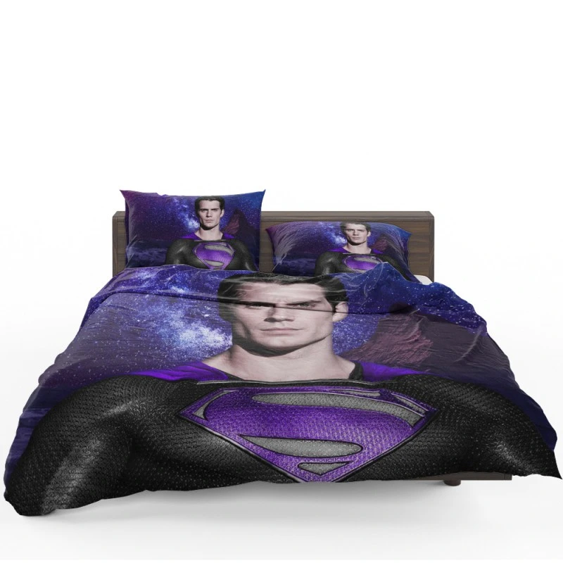 Superman In Purple Galaxy Movie Henry Cavill Bedding Set - Custom Bedding Set
